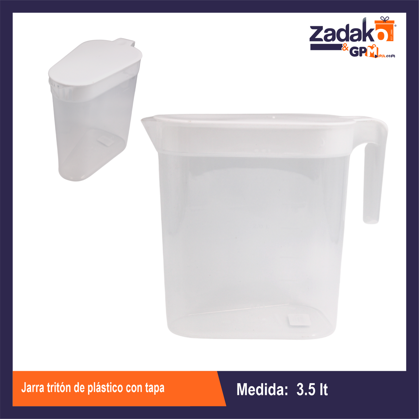 N-GPM-9588 JARRA TRITON DE PLASTICO 3.5 LTRS CON TAPA CON 1 PZ O CAJA CON 30 PZS