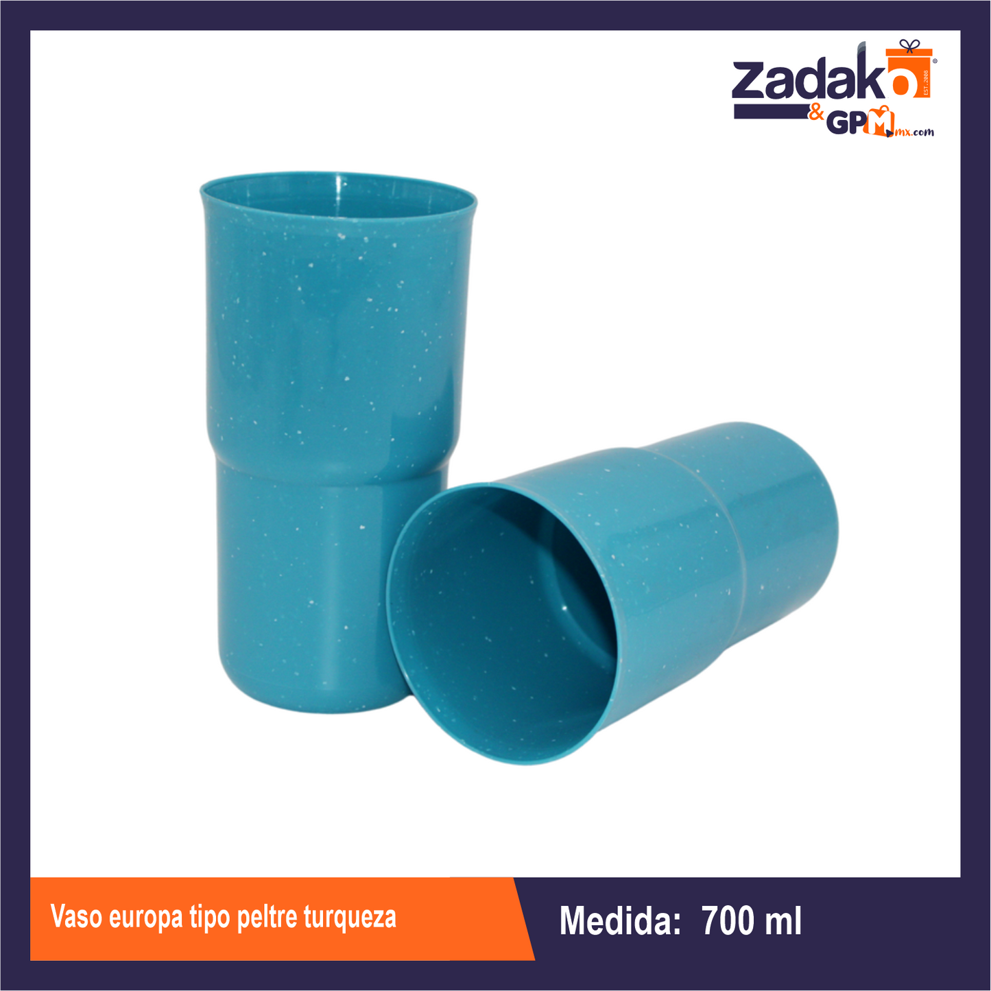 VASO EUROPA 700 ML TIPO PELTRE TURQUEZA DE PLASTICO CON 1 PZ O CAJA CON 50 PZS
