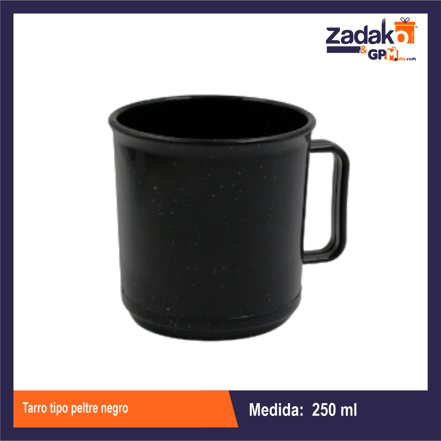 TARRO TIPO PELTRE NEGRO DE PLASTICO CON 1 PZ O CAJA CON 50 PZS