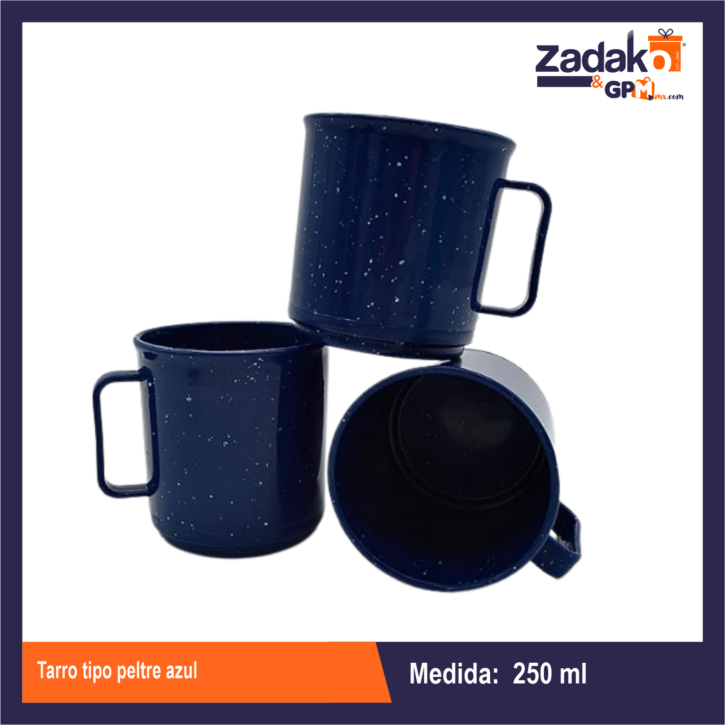 TARRO TIPO PELTRE AZUL DE PLASTICO CON 1 PZ O CAJA CON 50 PZS