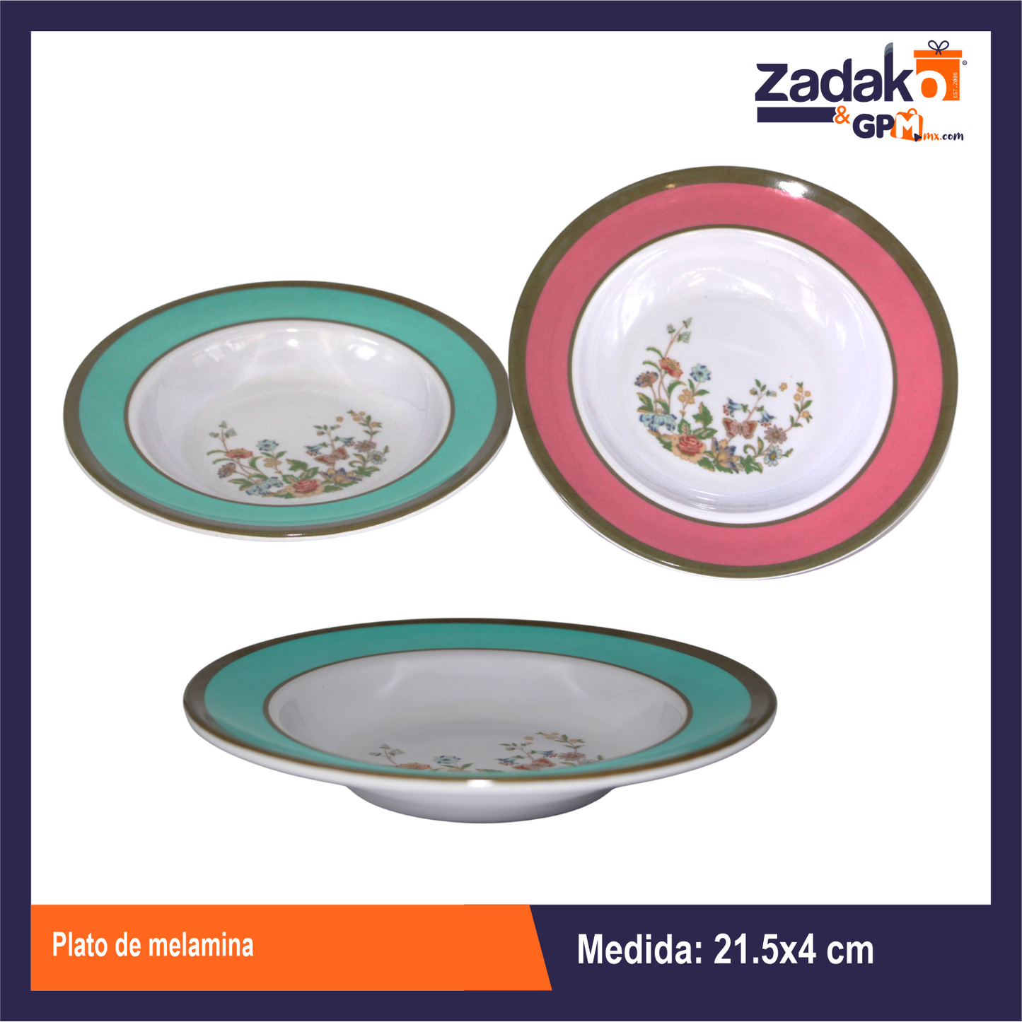 AB-1256-8.5 PLATO DE MELAMINA CON 1 PZ O CAJA CON 120 PZS