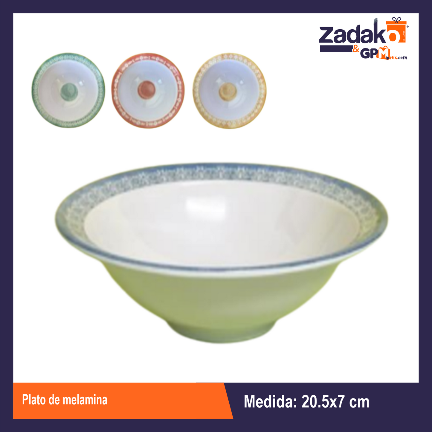 AB-1267-8 PLATO DE MELAMINA CON 1 PZ CON 108 PZS