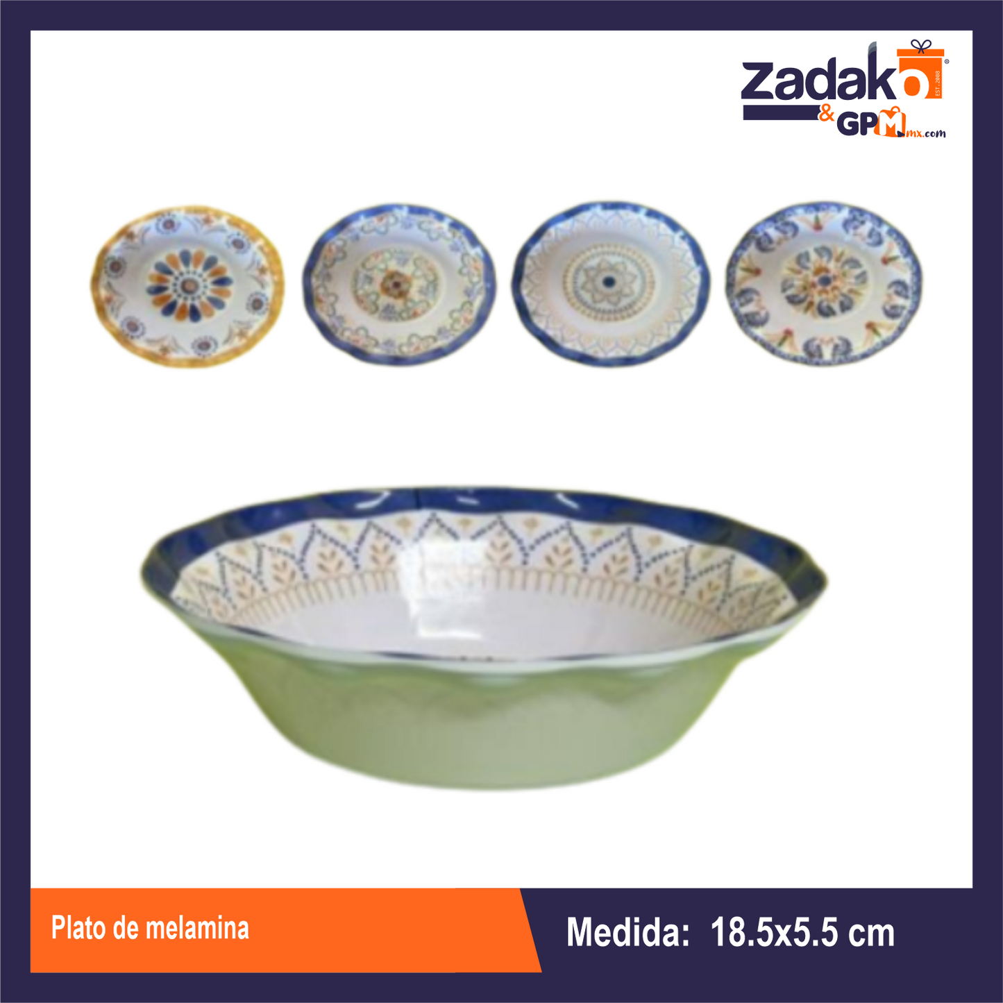 AB-1507-7 PLATO DE MELAMINA CON 1 PZ O CAJA CON 72 PZS