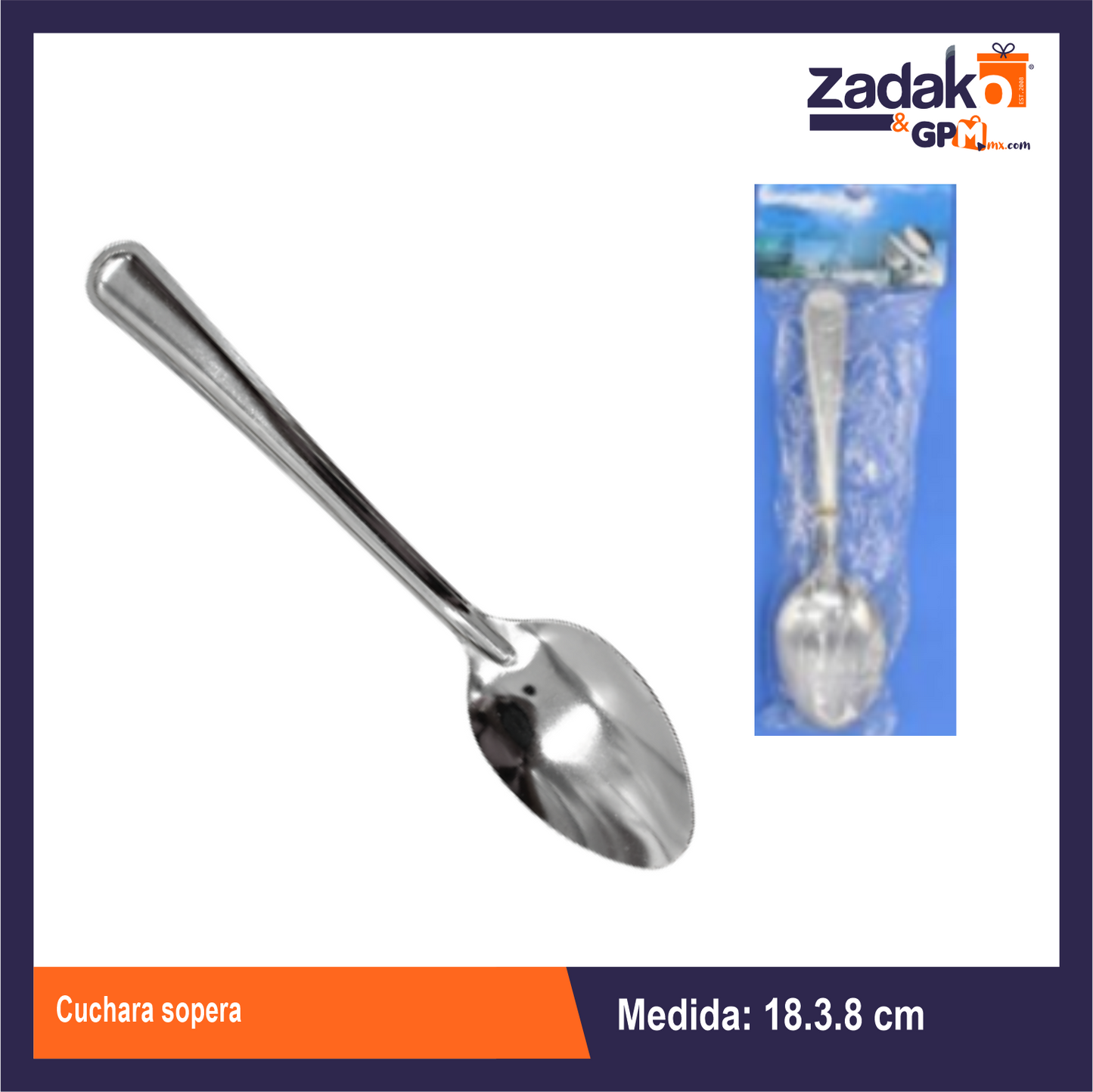 AS-0205-6  CUCHARA SOPERA CON 12 PZ O CAJA CON 50 PQTS