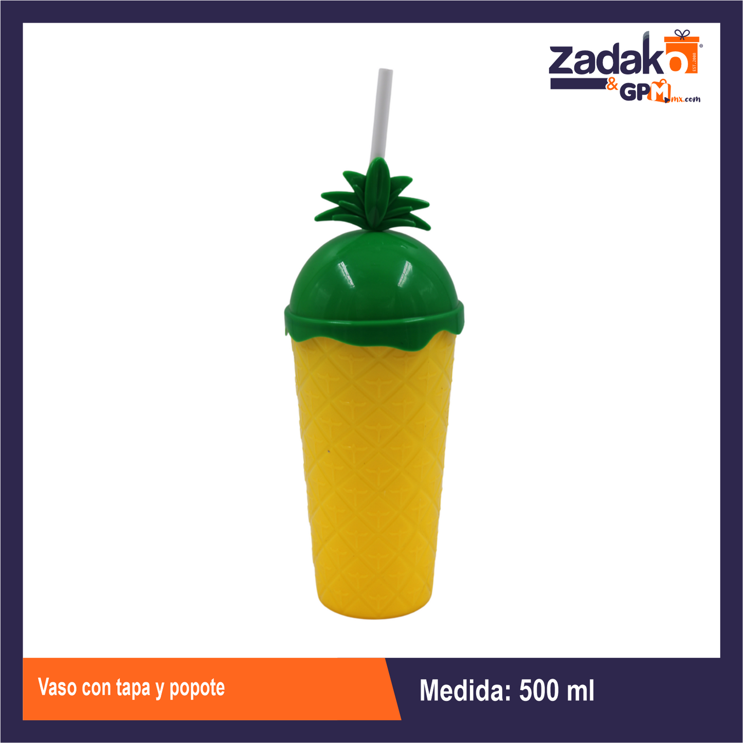 N-GPM-9718 AD-0534 VASO CON TAPA Y POPOTE CON 1 PZ 360 PZS