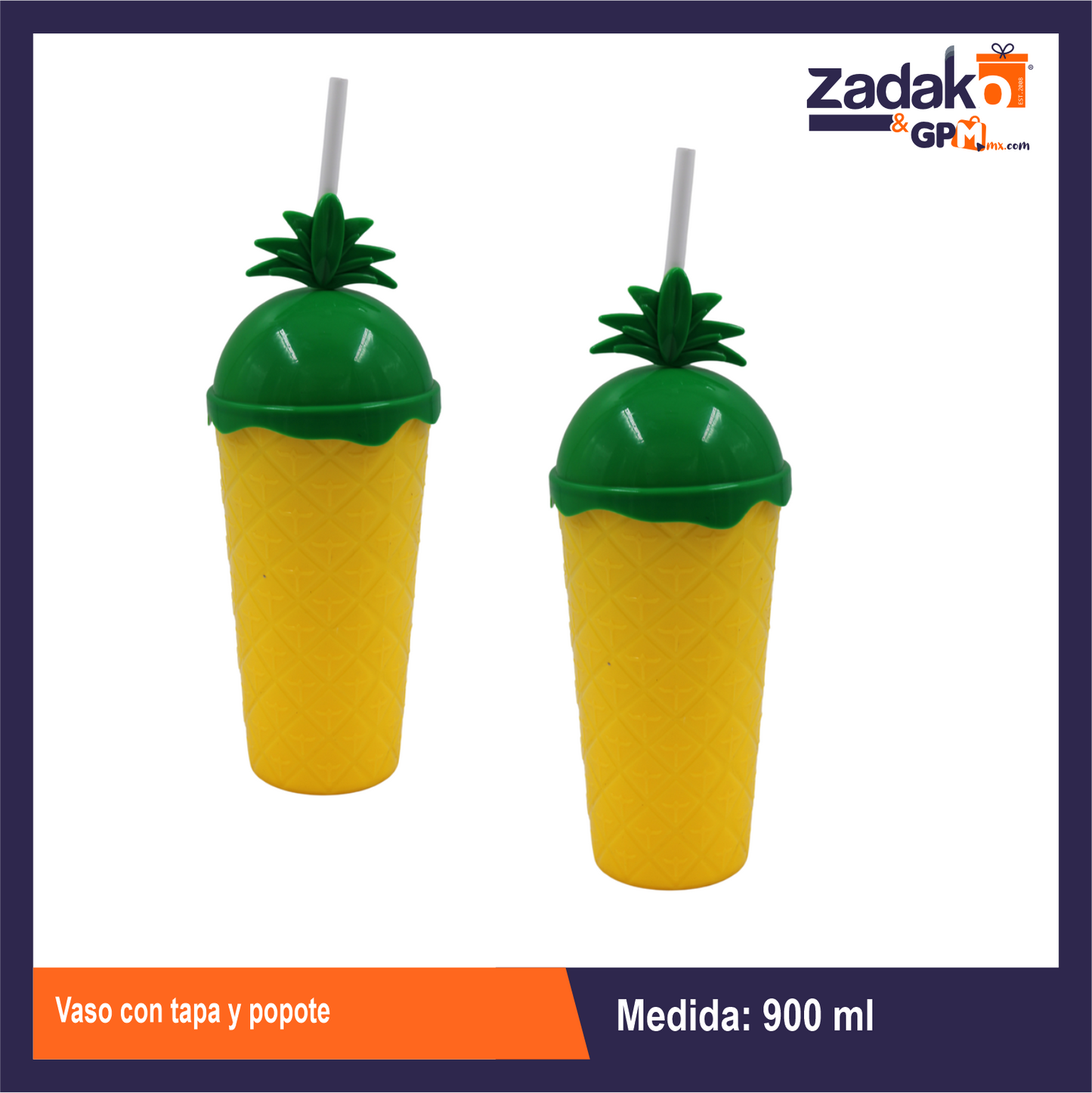 AD-0535 VASO CON TAPA Y POPOTE CON 1 PZ O CAJA CON 300 PZS