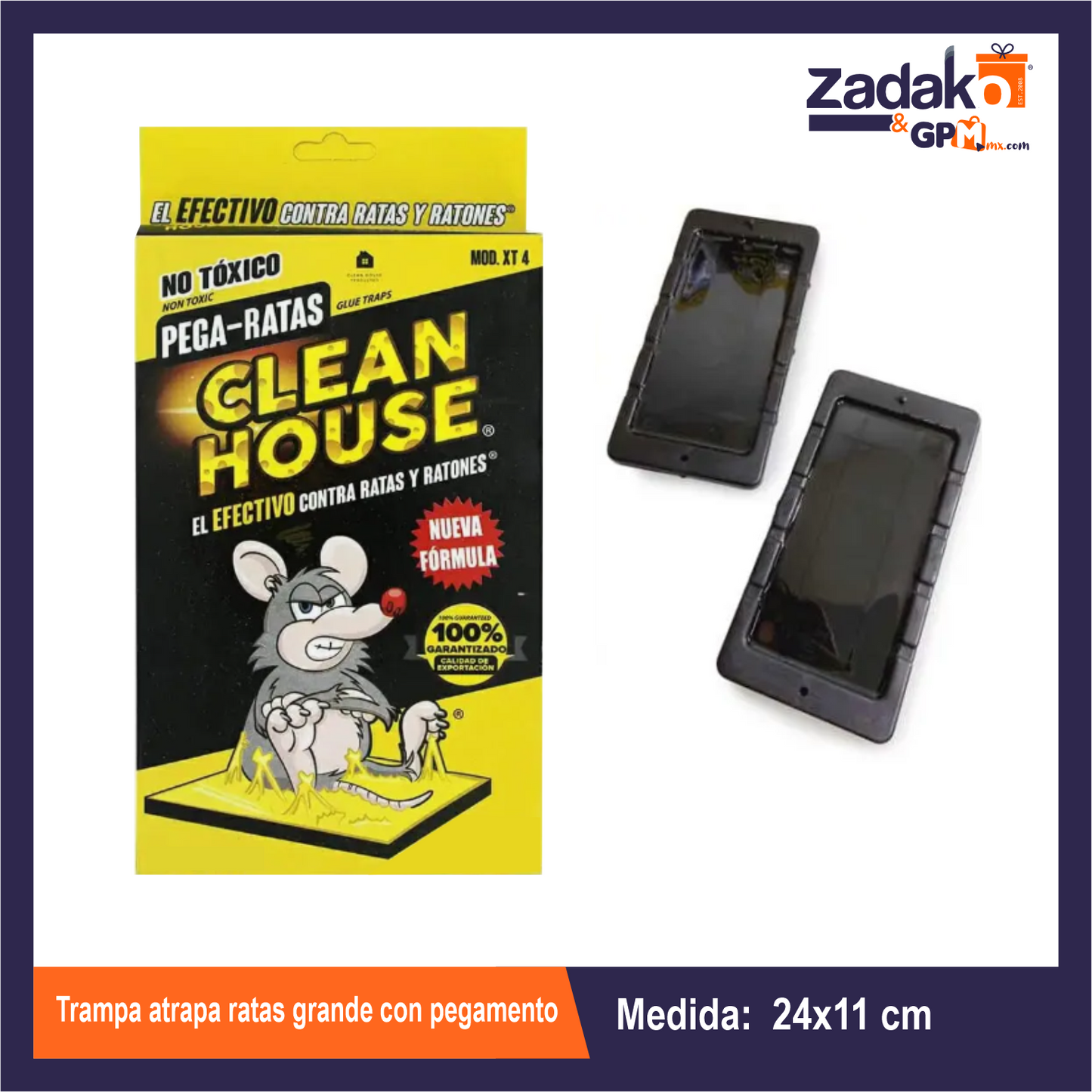 XT5 TRAMPA ATRAPA RATAS GRANDE CON PEGAMENTO CON 1 PZ O CAJA CON 72 PZS