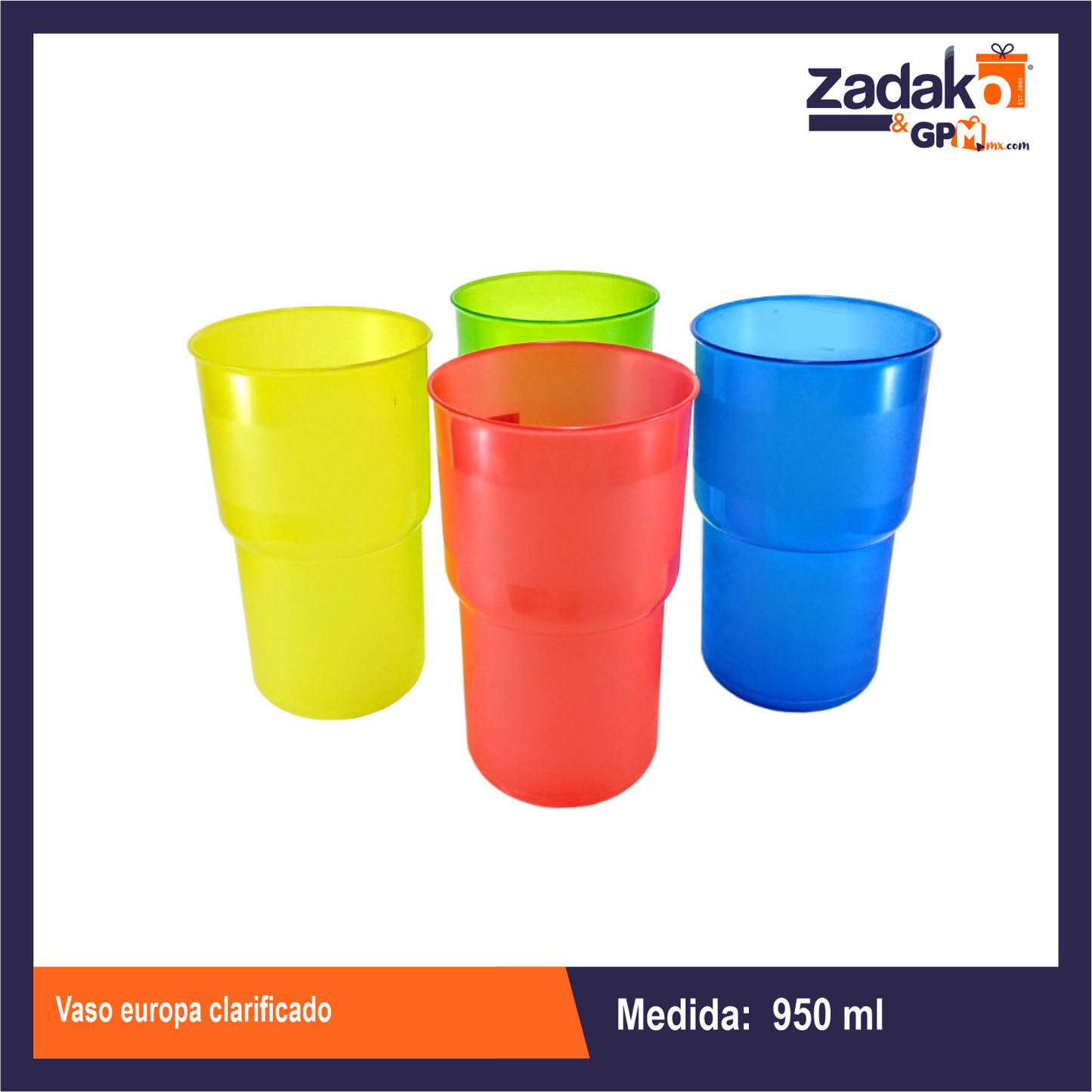N-GPM-9936 VASO EUROPA 900 ML CON 1 PZ O CAJA CON 168 PZS