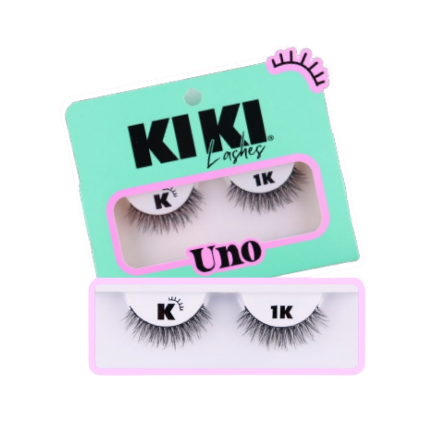 K1K UNO KIKI LASHES 1 PAR DE PESTAÑAS POSTIZAS, PAQUETE CON 12 PZS