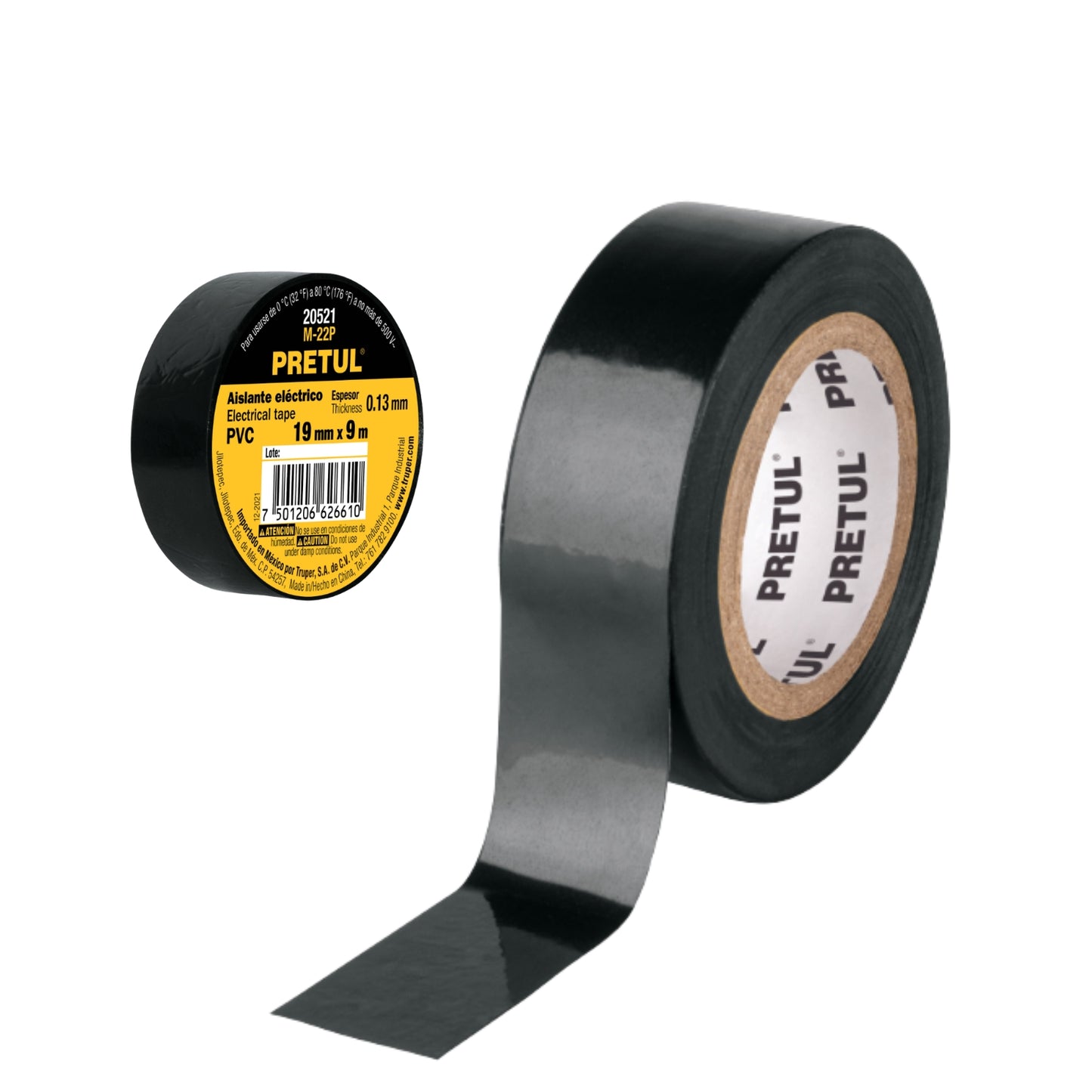 20521 M-22P CINTA DE AISLAR NEGRA DE 9m X 19mm PRETUL CON 1 PZ