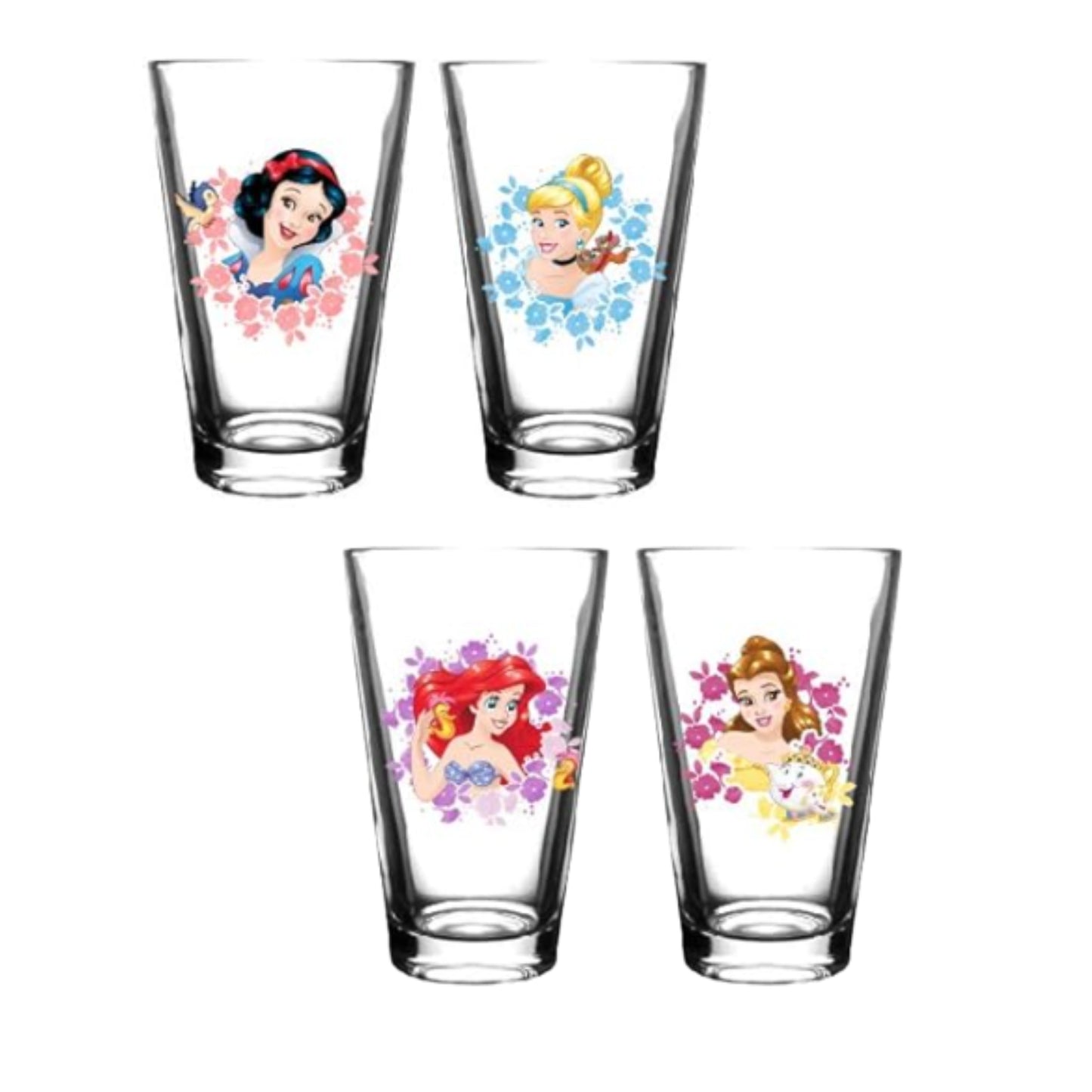 H4-VR VASO DE VIDRIO 480 ML PRINCESAS CON 1 PZ O CAJA CON 24 PZS