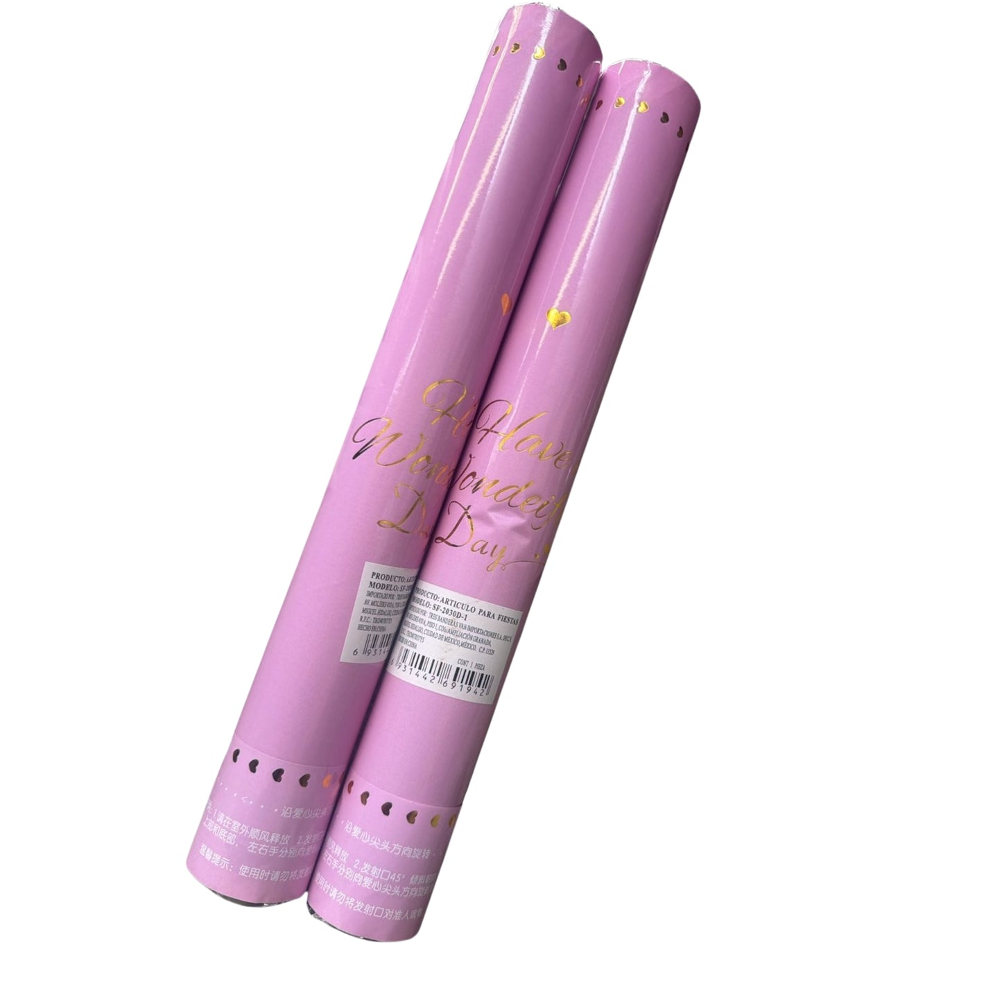 SF-2030D-2 BAZUCA DE CONFETI PARA FIESTA 28CM, CON 1 PZ O CAJA CON 100 PZS