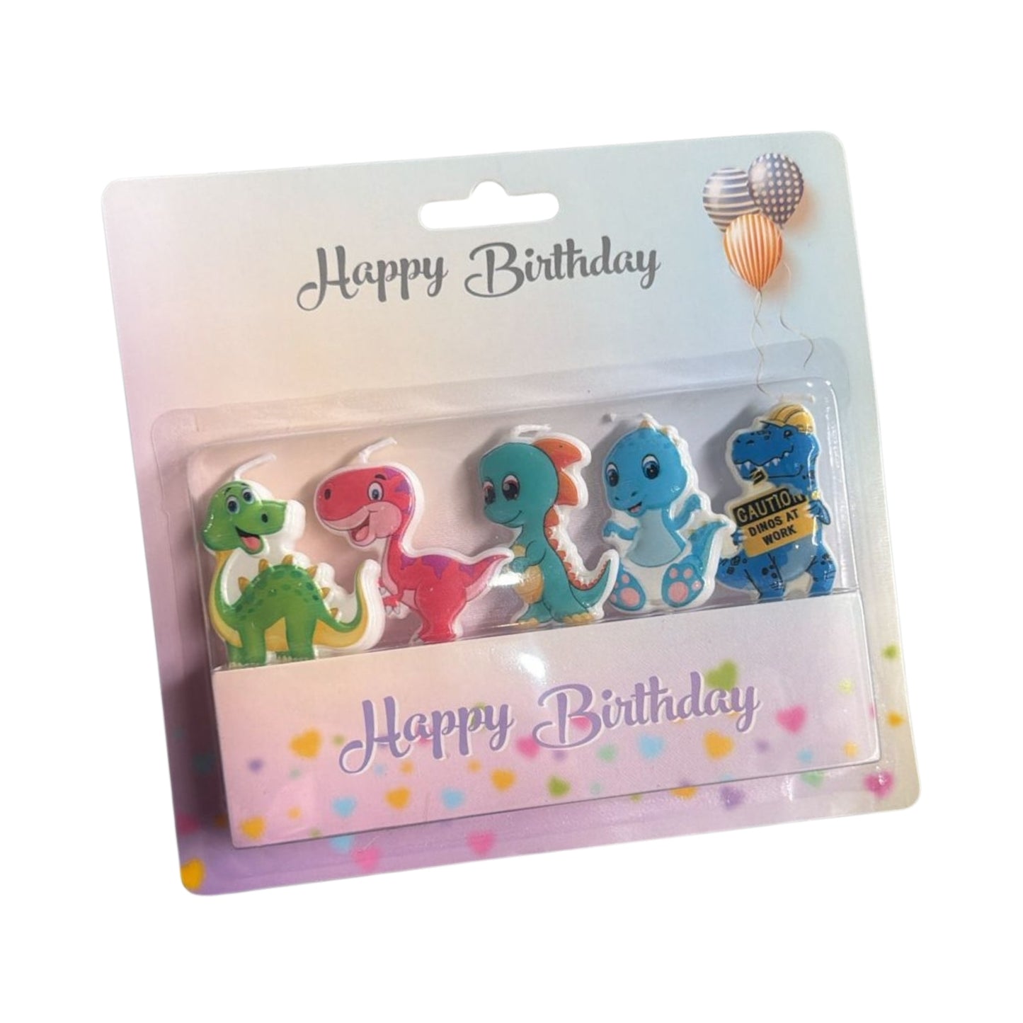N-GPMX-1161 SF-2202-3 SET 5 VELAS DINOSAURIOS PARA CUMPLEAÑOS, CON 1 PAQ O CAJA CON 288 PZS