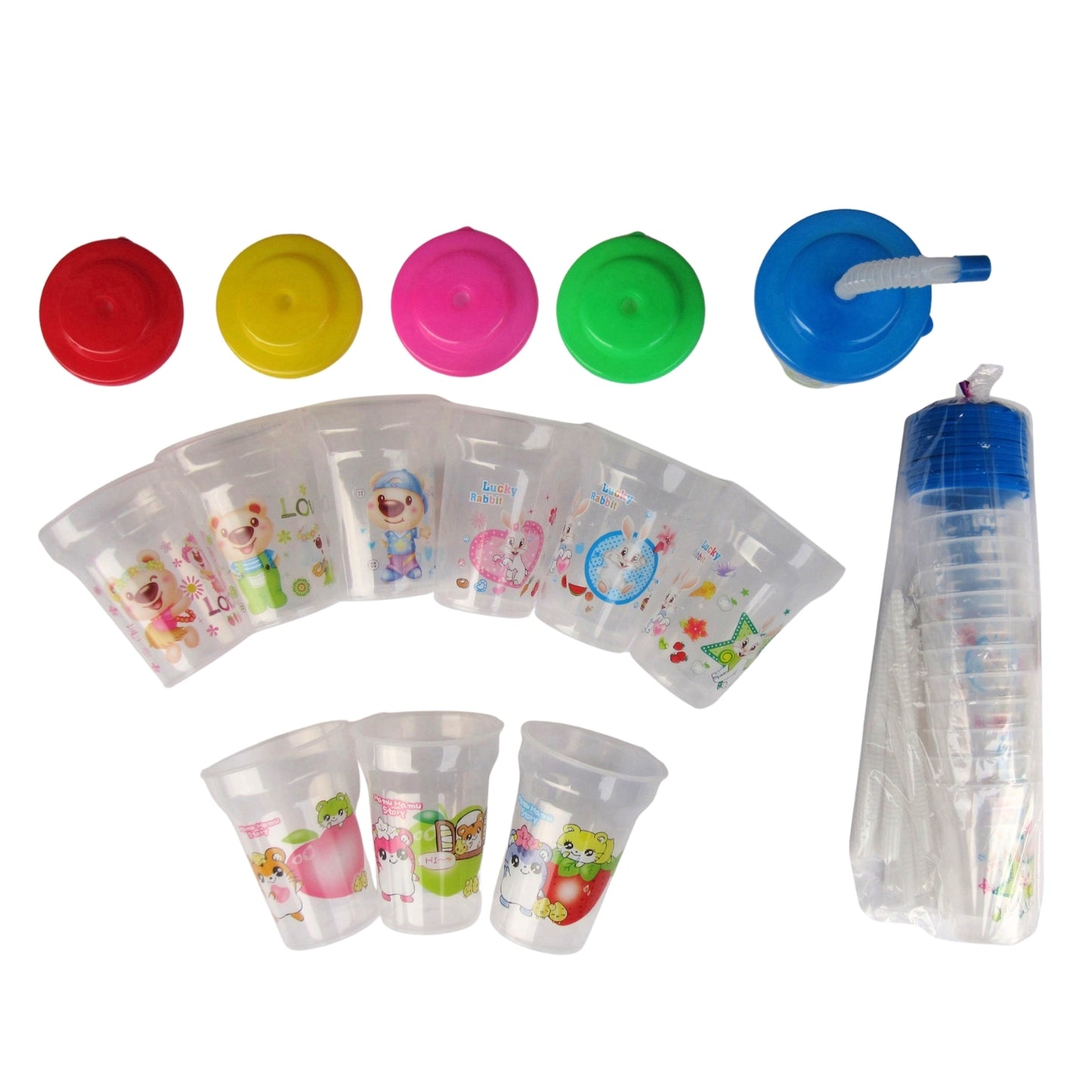RD-1001A VASO DE PLASTICO TAPA Y POPOTE CON 12 PZS O CAJA CON 40 PQTS