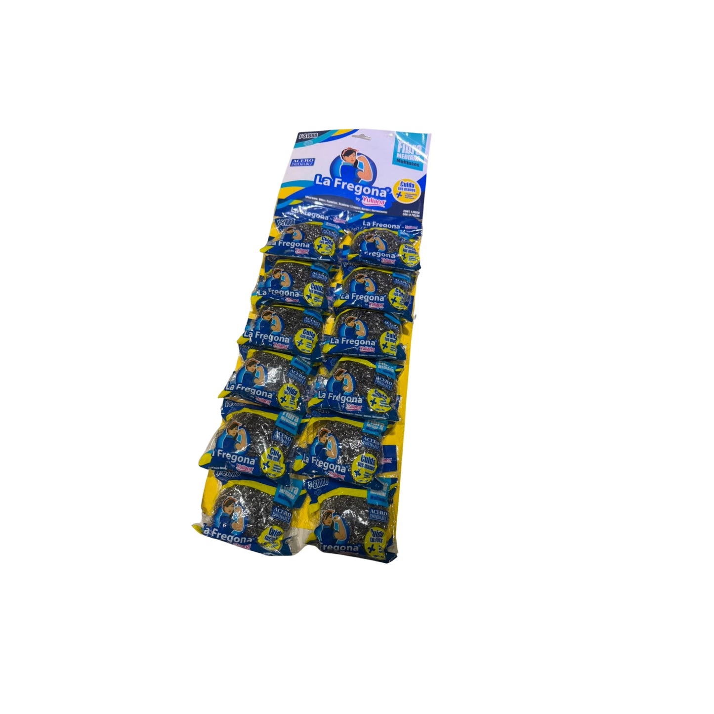 N-GPMX-1396 F-61000 FIBRA SCOURER DE ACERO INOXIDABLE TIRA 12 PZS O CAJA CON 60 PQTS