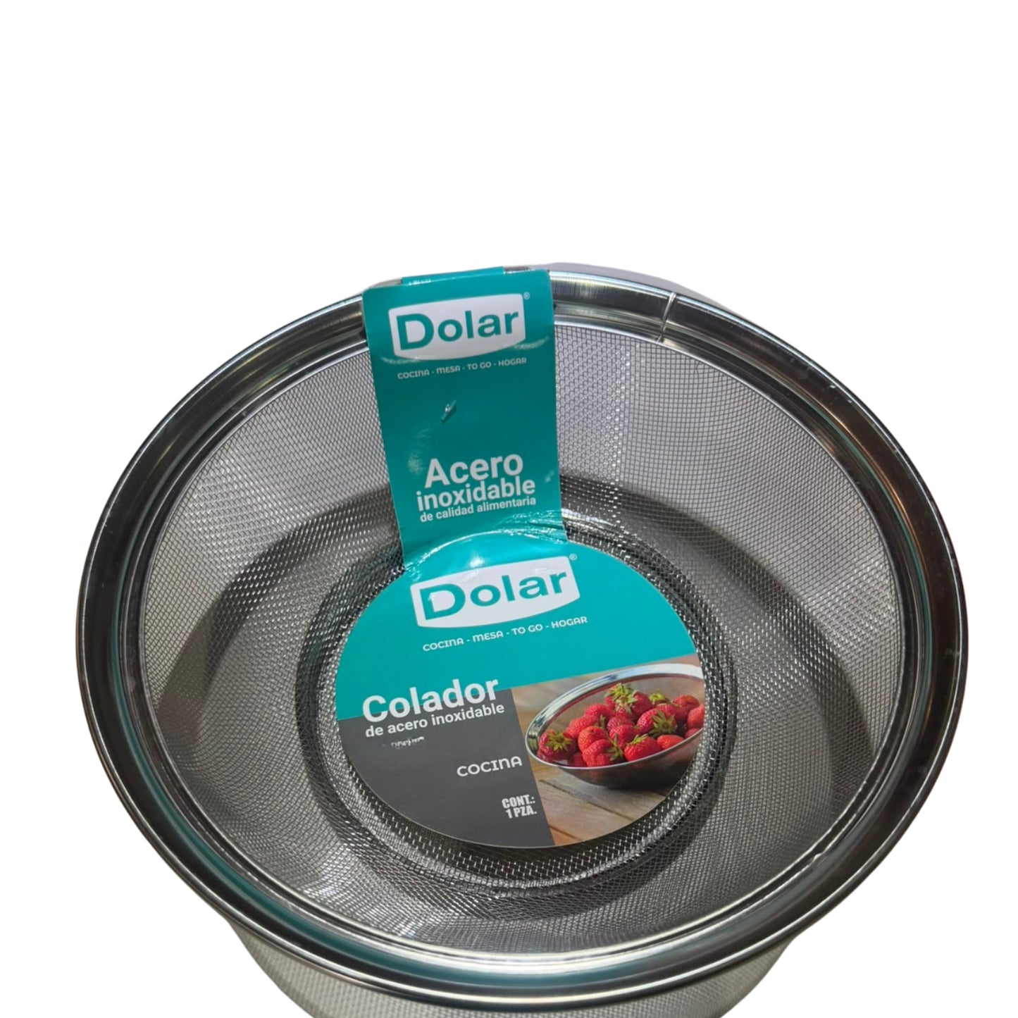 M-100282 COLADOR DE ACERO 28CM CON 1 PZ O CAJA CON 100 PZS