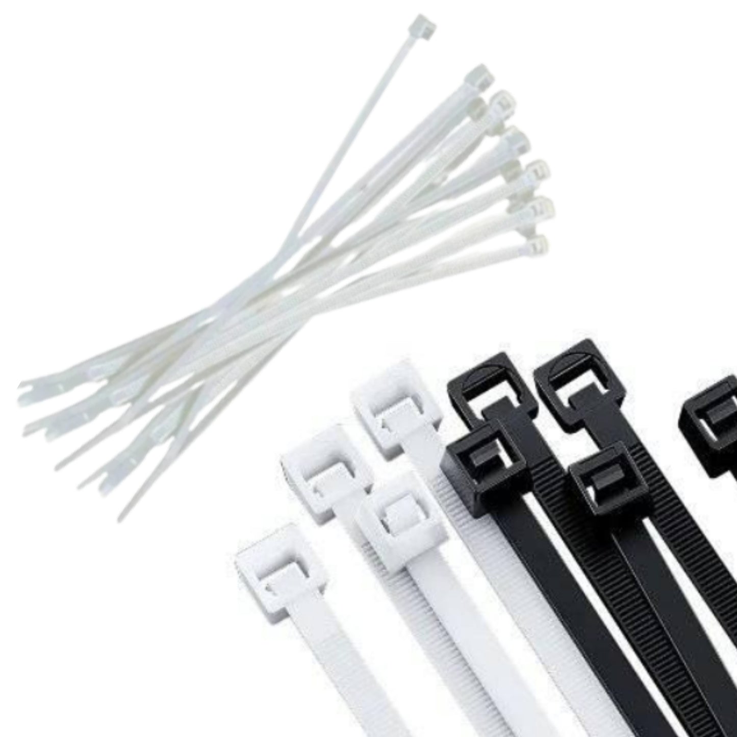 N-GPMX-1581 KG25117 CINCHOS NYLON BLANCO Y NEGRO CON 1 PAQ O CAJA CON 100 PQTS