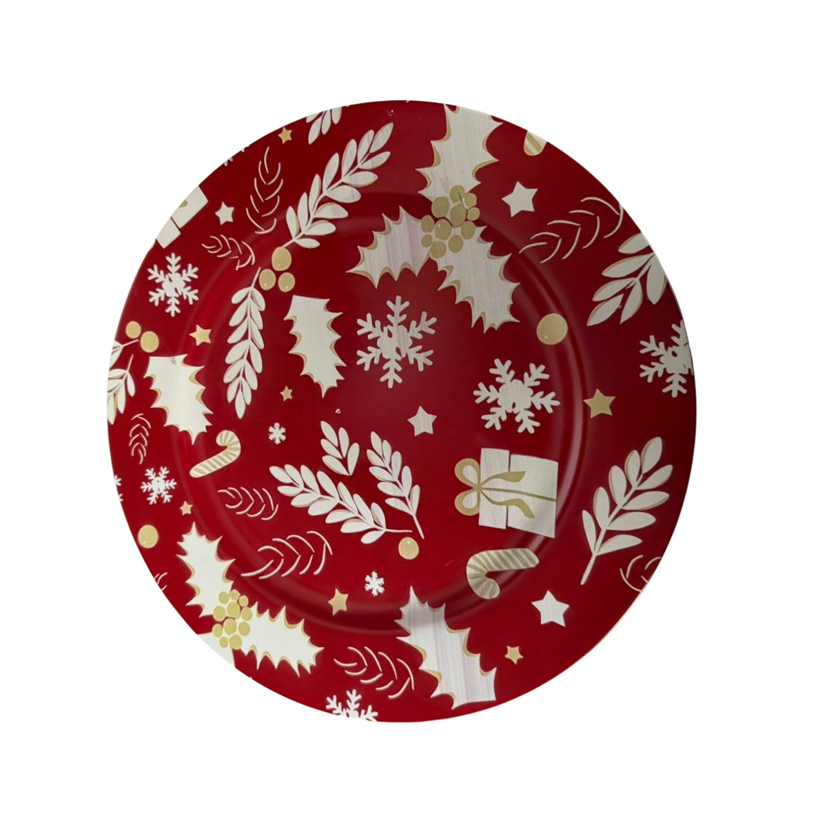 GA-0155C-13 PLATO DE NAVIDAD DE PLASTICO 33x1.5CM CON 1 PZ O CAJA CON 50 PZS