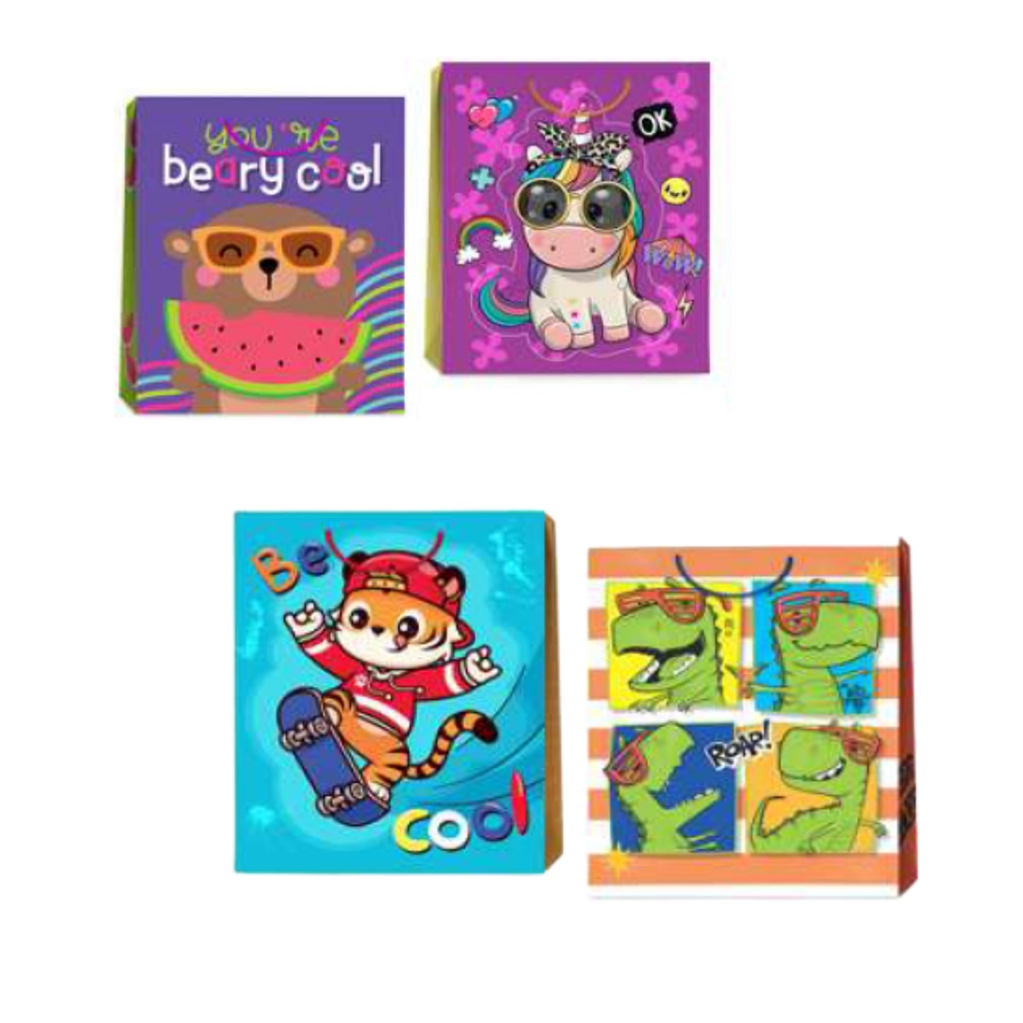 GBKID036L BOLSA DE REGALO 10 X 13 PULG INFANTIL MATE 4 MOD SUPER COOL CON 1 PZ O CAJA CON 48 PZS