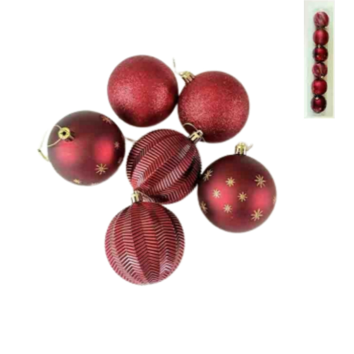 GD-1984C-8 SET 6 PZS ESFERAS NAVIDEÑAS DECORATIVAS 8CM CON 1 PZ O CAJA CON 64 PZS