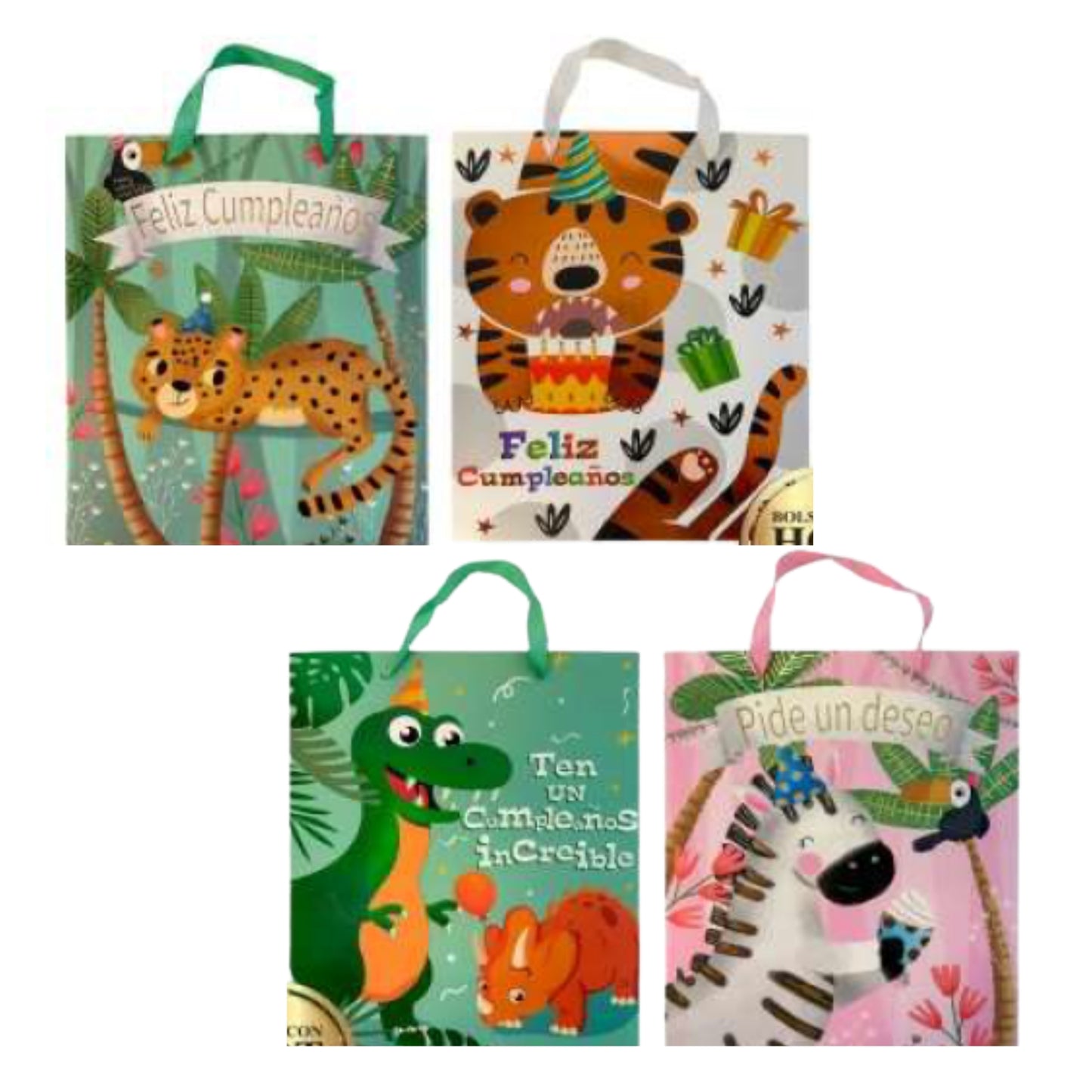 GBPHB145L BOLSA DE REGALO 10 X 12.5 PULG CUMPLEAÑONS HOT STAMPING MATE 4 MOD CUMPLE AMIGOS CON 1 PZ O CAJA CON 48 PZS