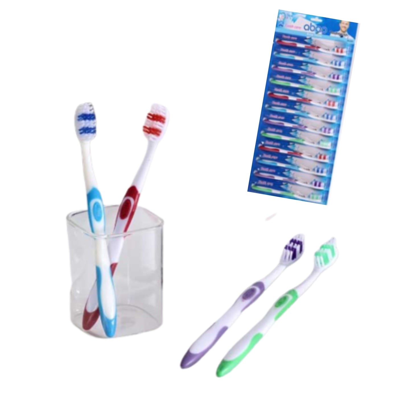 AQ-0003 CEPILLO PARA DIENTES DE PLASTICO CON 12 PZS O CAJA CON 100 PQTS
