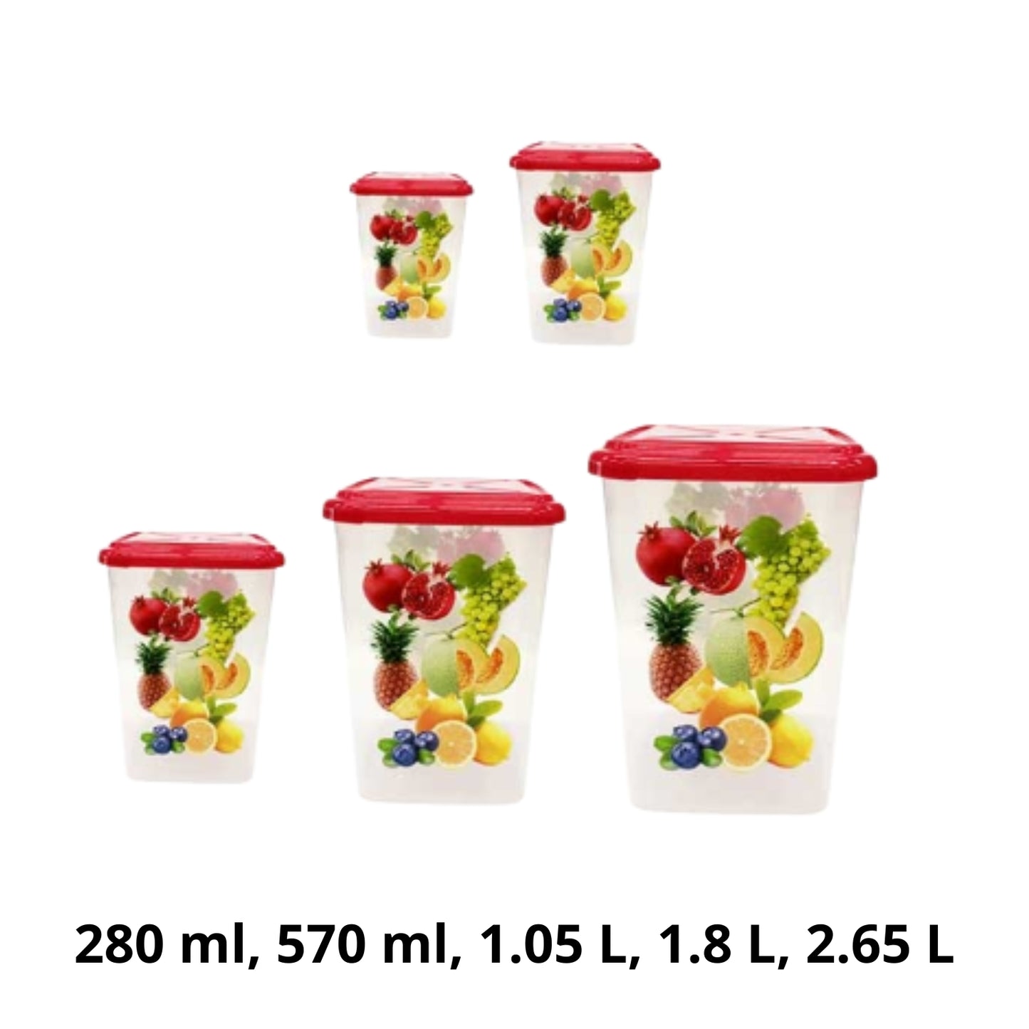 N-GPMX-297 AK-3477 JGO 5 RECIPIENTES CON TAPA DE PLASTICO CON 1 PAQ O CAJA CON 48 PQTS