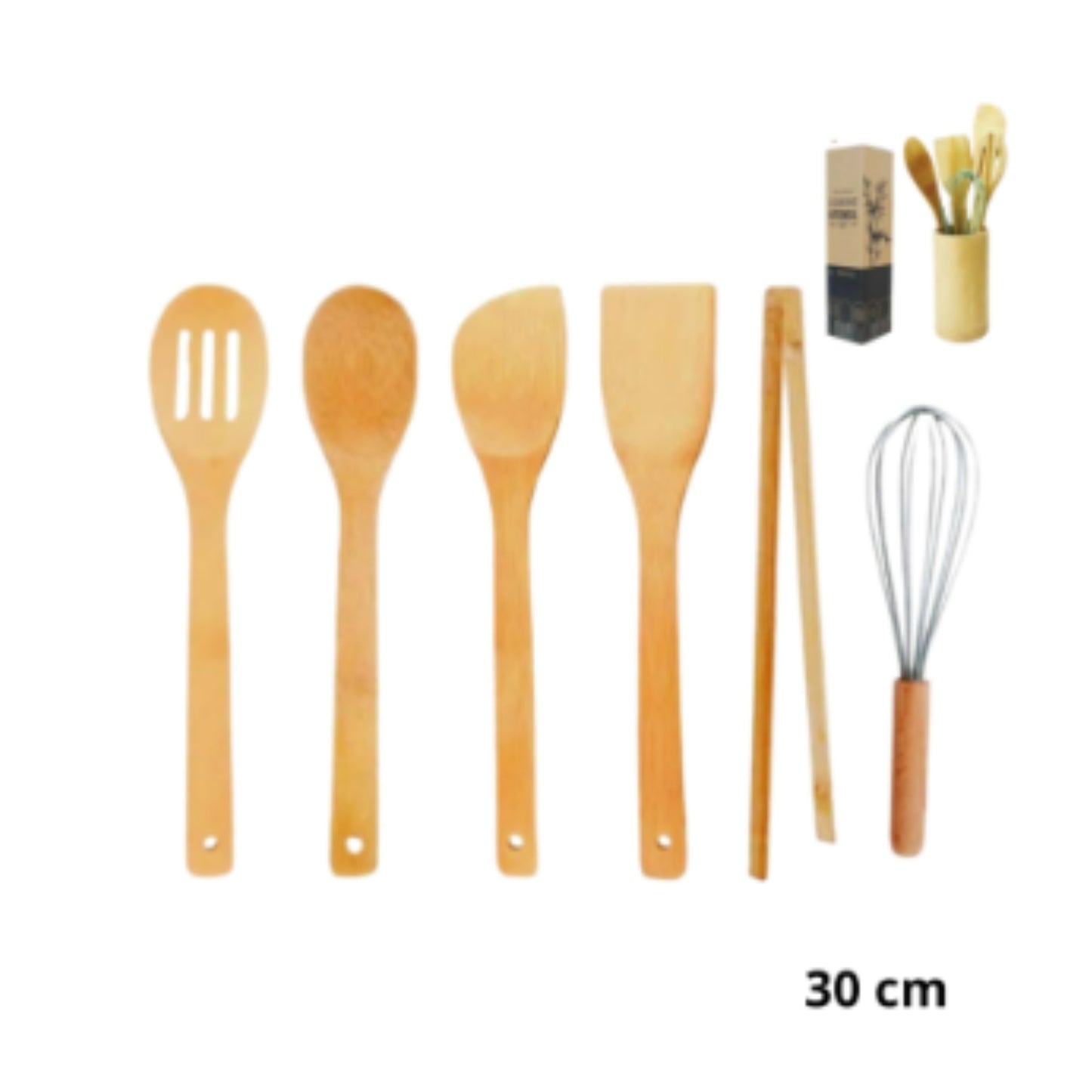 N-GPMX-335 AZ-7053 SET 6 PZS UTENSILIOS DE BAMBOO PARA COCINA CON 1 PAQ O CAJA CON 60 PQTS