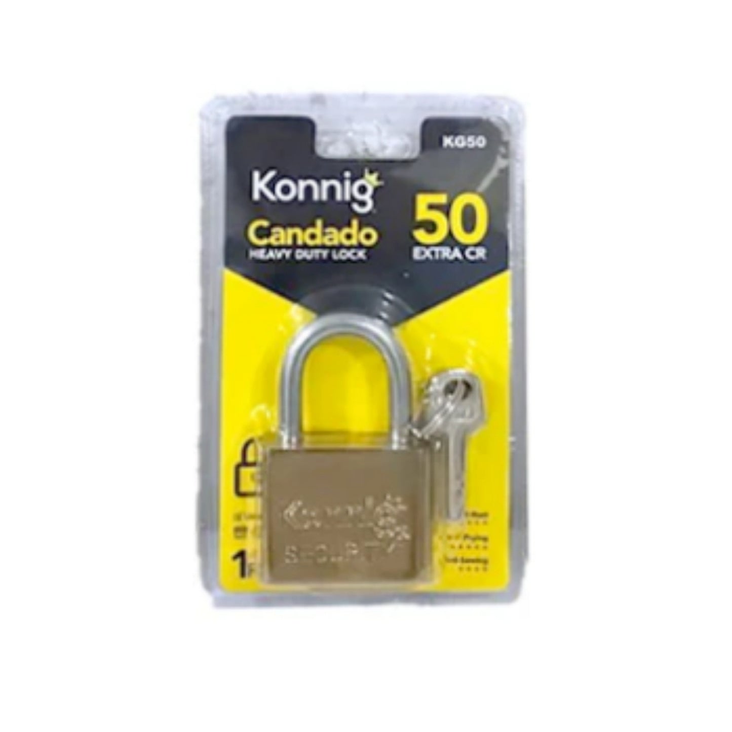 N-GPMX-368 KG-50S CANDADO DE ACERO REFORZADO DE 50 MM CON 1 PZ O CAJA CON 72 PZS