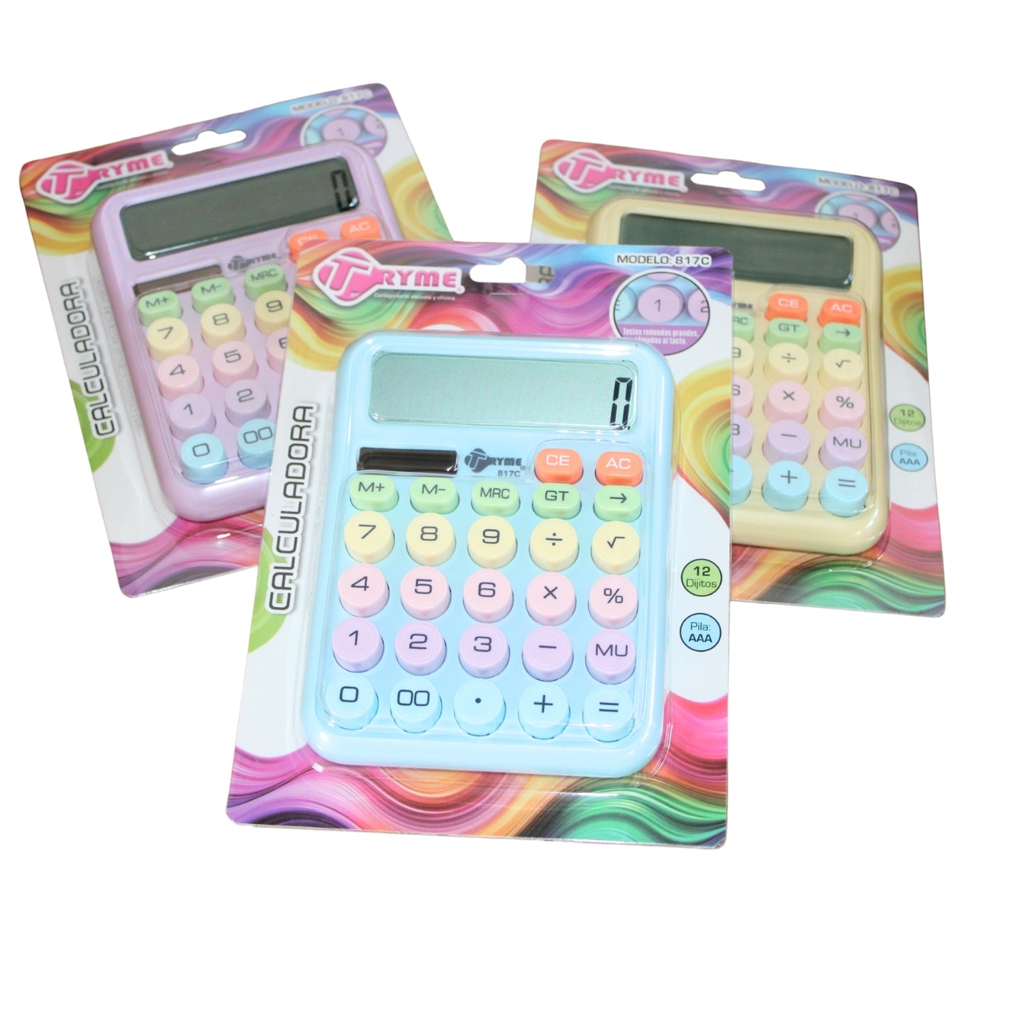 N-GPMX-445 817C CALCULADORA PASTEL (12 DIGITOS ) CON 1 PZ O CAJA CON 64 PZS