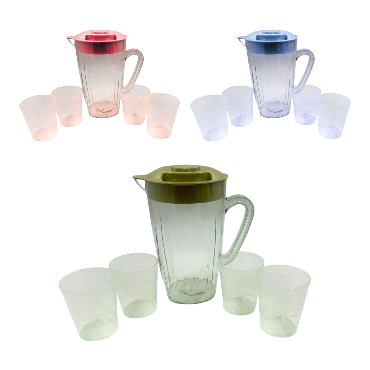 J-200490(4561) JARRA COLORS C/4 VASOS 2.5L CON 1 PZ O CAJA CON 40 PZS