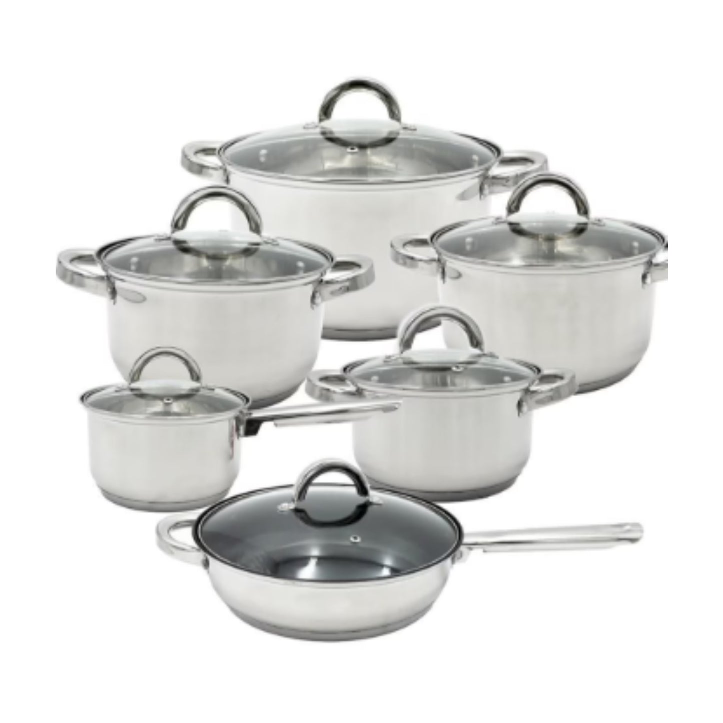 SOA009-00 AI BATERIA DE COCINA DE ACERO SET 12 PZS KH2666 16,18,20,24 CM CON 1 PZ O CAJA CON 2 SET