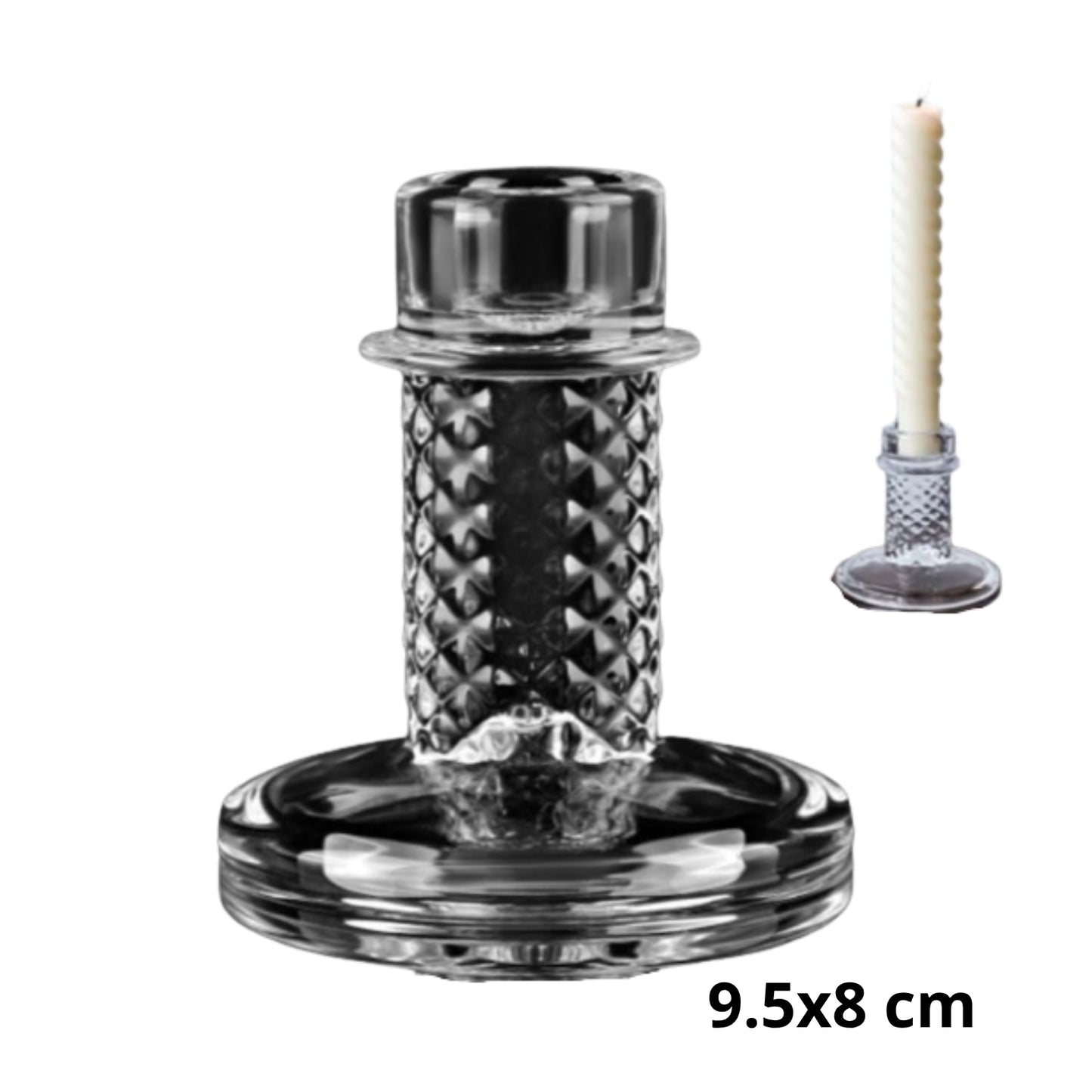 BF-0503 PORTAVELAS DE CRISTAL CON 1 PZ O CAJA CON 60 PZS
