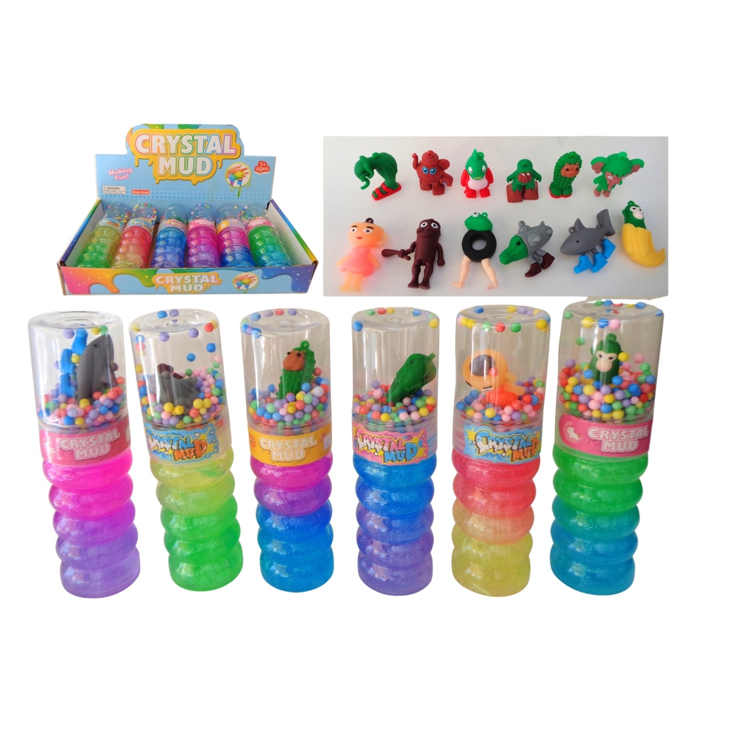 TG-142-103 SLIME CON PERLAS Y ANIMALITO 5.5 x 18 CM PAQ CON 6 PZS O CAJA CON 12 PQTS