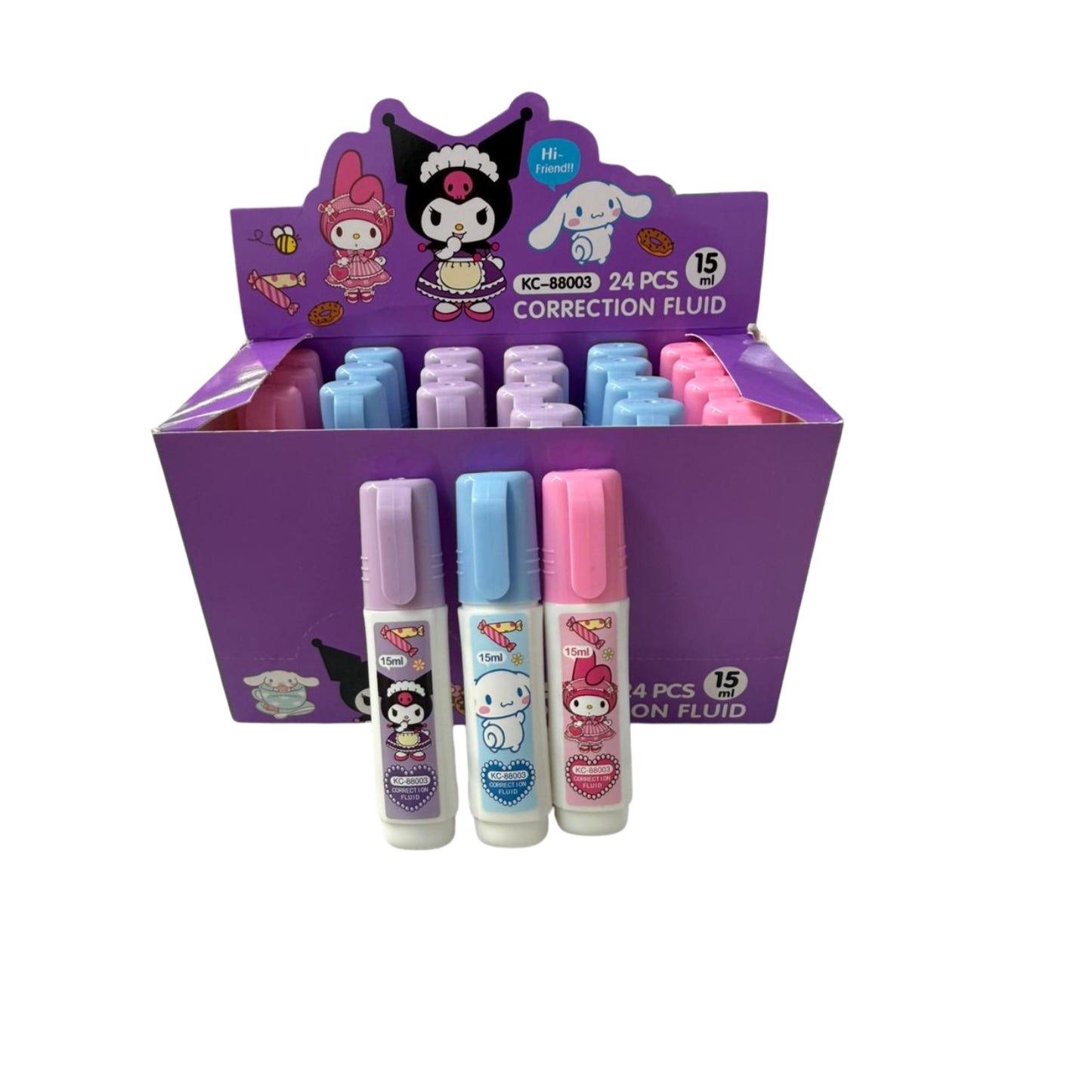 UB-0001C CORRECTOR LIQUIDO PERSONAJES 2.1x10.5 CM PAQ CON 24 PZS O CAJA CON 36 PQTS