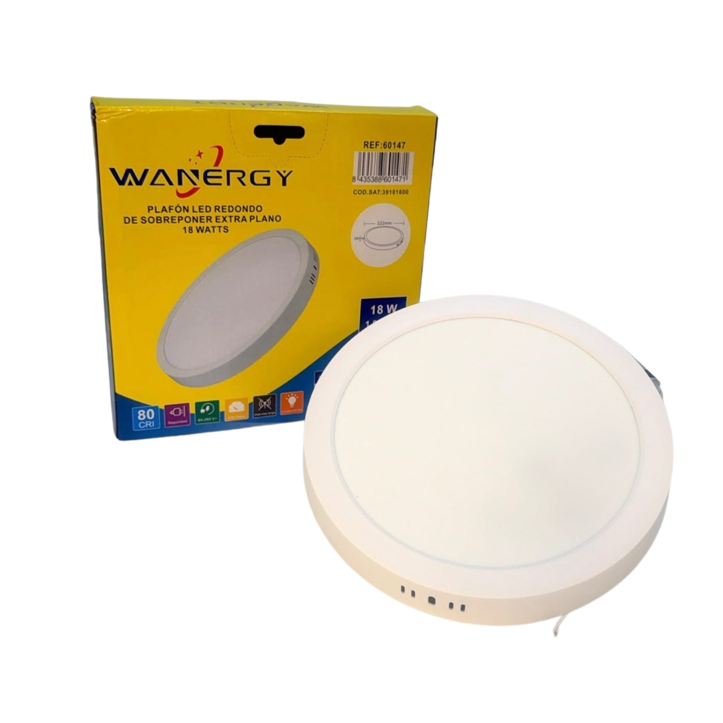 60147 SOBREPONER REDONDO BLANCO 18W 8000K CON 1 PZ O CAJA CON 30 PZS