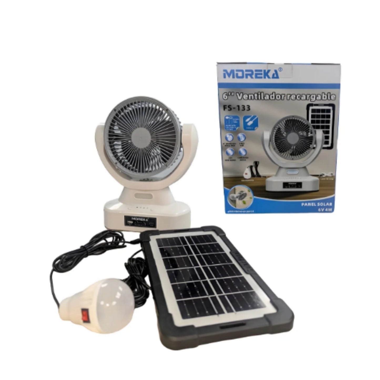 FS-133 VENTILADOR SOLAR RECARGABLE CARGADOR DE CELULAR PANEL SOLAR CON 1 PZ O CAJA CON 12 PZS