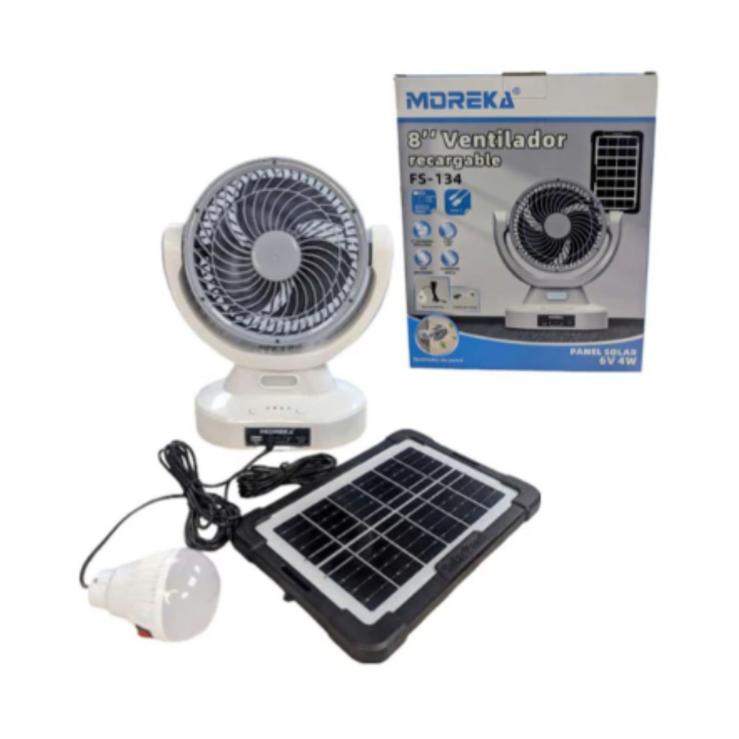 FS-134 VENTILADOR SOLAR RECARGABLE CARGADOR DE CELULAR CON PANEL SOLAR CON 1 PZ O CAJA CON 12 PZS