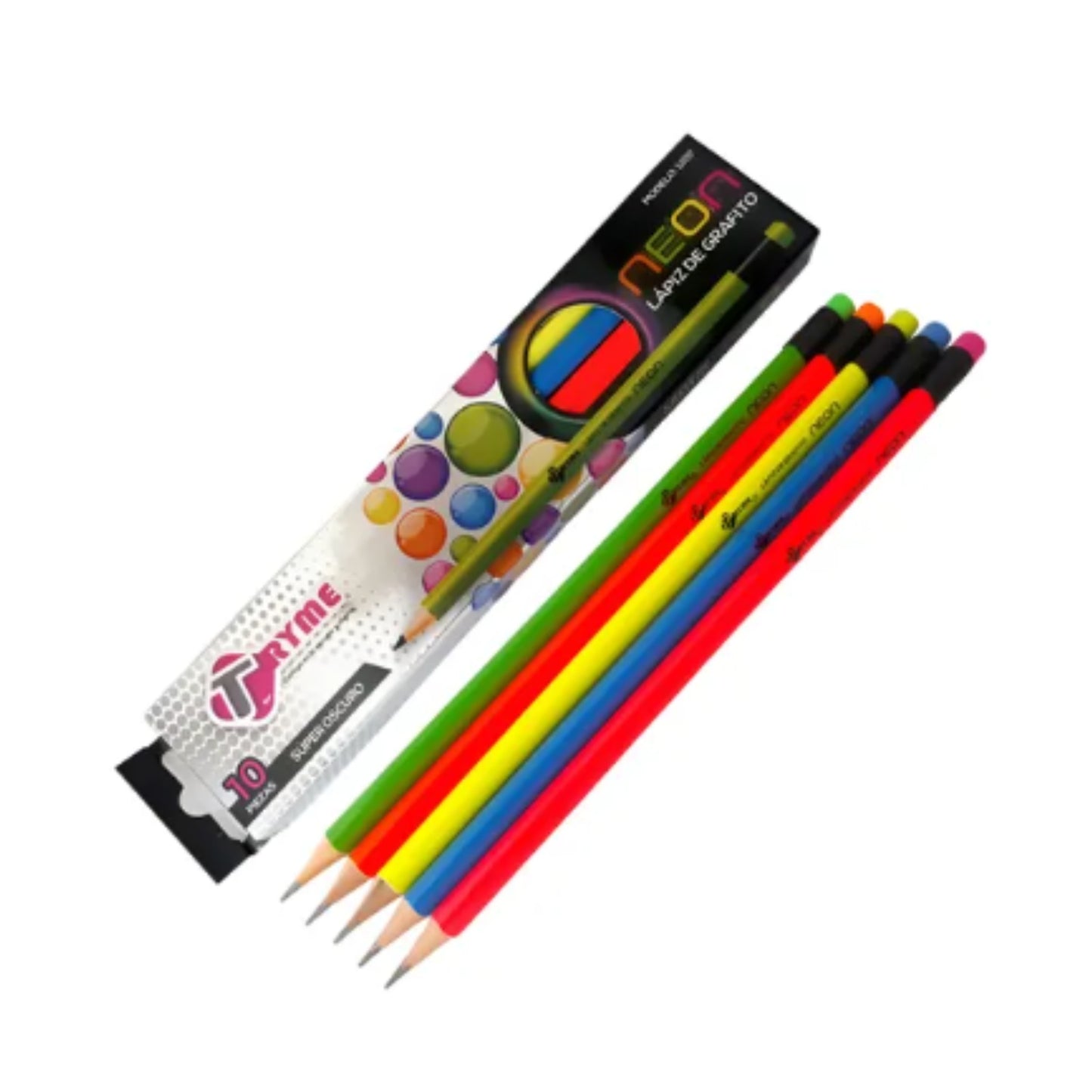 N-GPMX-978 1207-10P LAPIZ DE GRAFITO NEON C/10 CON 1 PQ O CAJA CON 96 PQTS