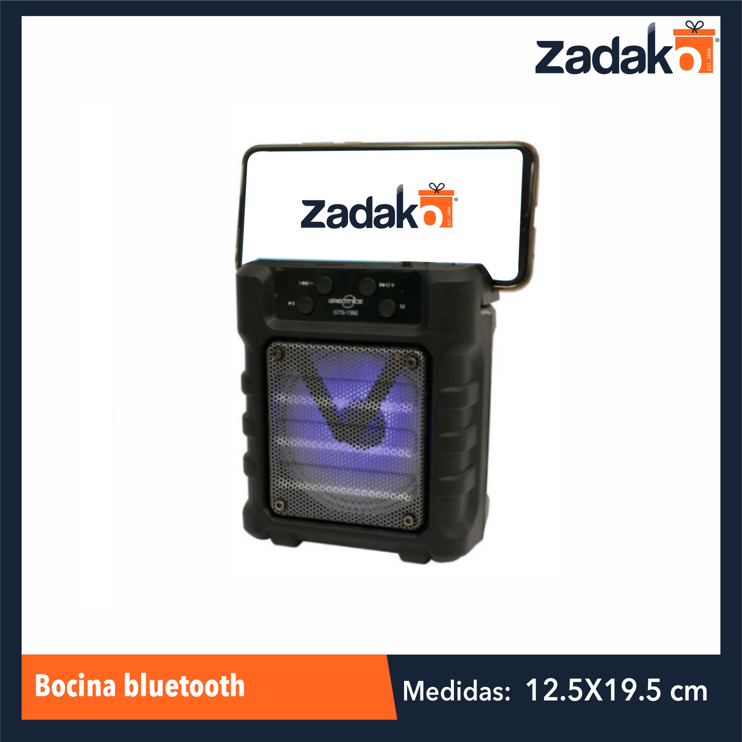 GTS-1392 BOCINA BLUETOOTH 12.5 CM X 19.5 CM CON UNA PZ O CAJA CON 60 PZ