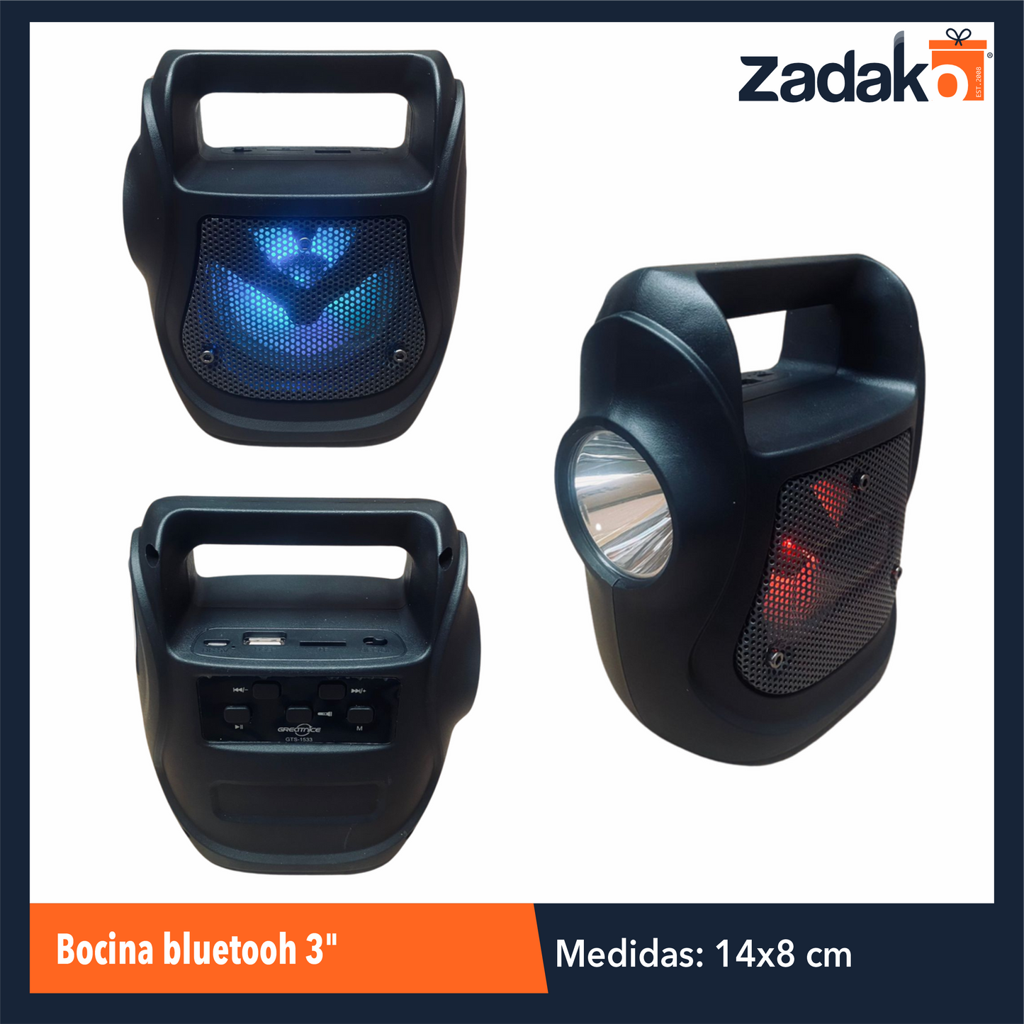 GTS-1533 BOCINA BLUETOOH 3" CON 1 PZ O CAJA CON 80 PZS