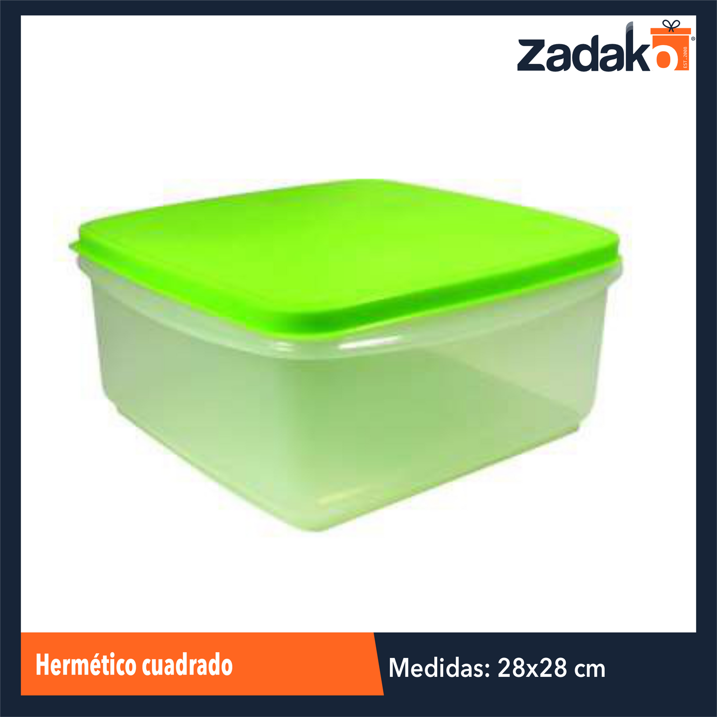 HERMETICO CUADRADO 28 X 28 CON 1 PZ O CAJA CON 12 PZS
