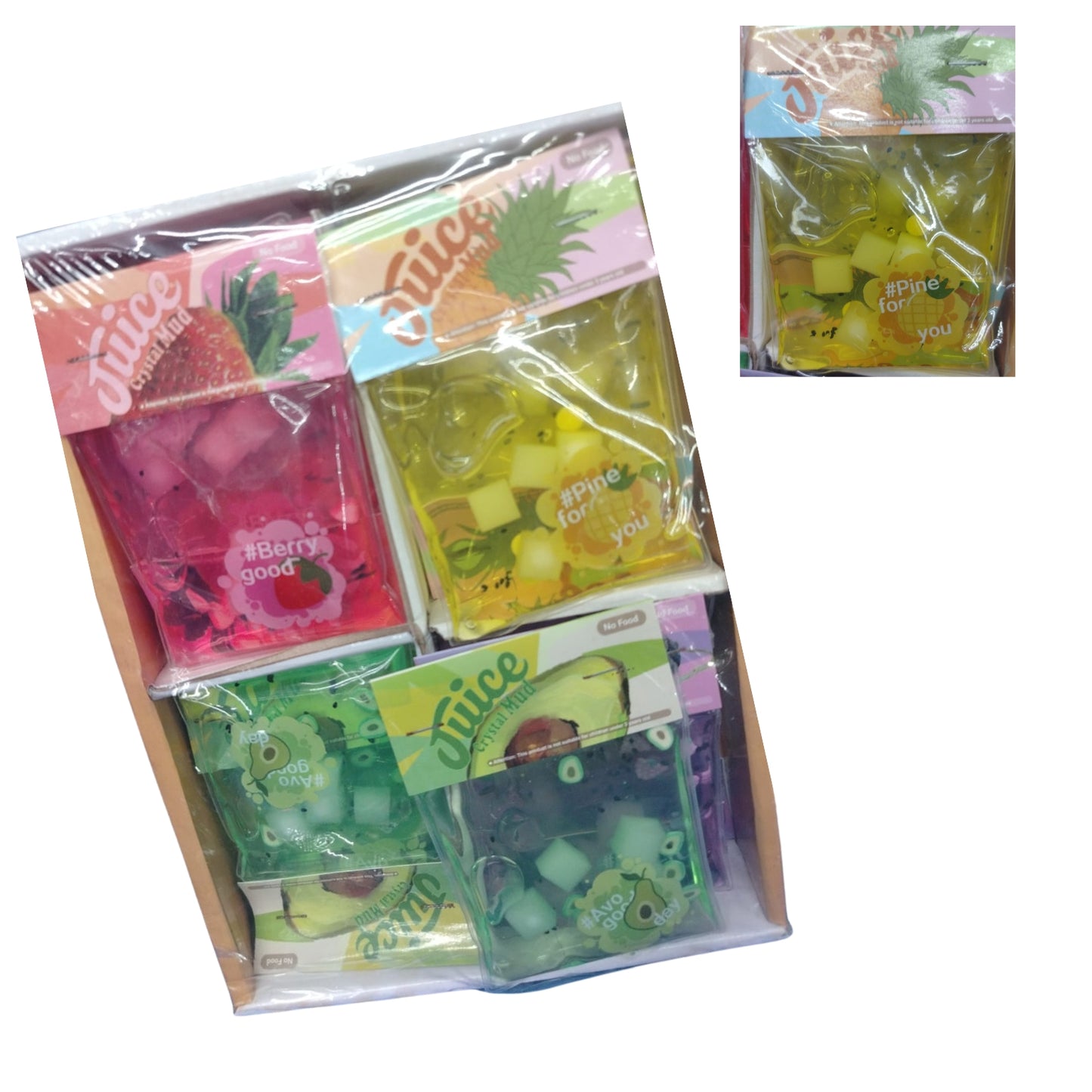 HFY-13394 SLIME CRISTAL EN BOLSITA 88 GRS 12x9 CM 4 COLORES PAQUETE CON 1 PS O CAJA CON 240 PZS