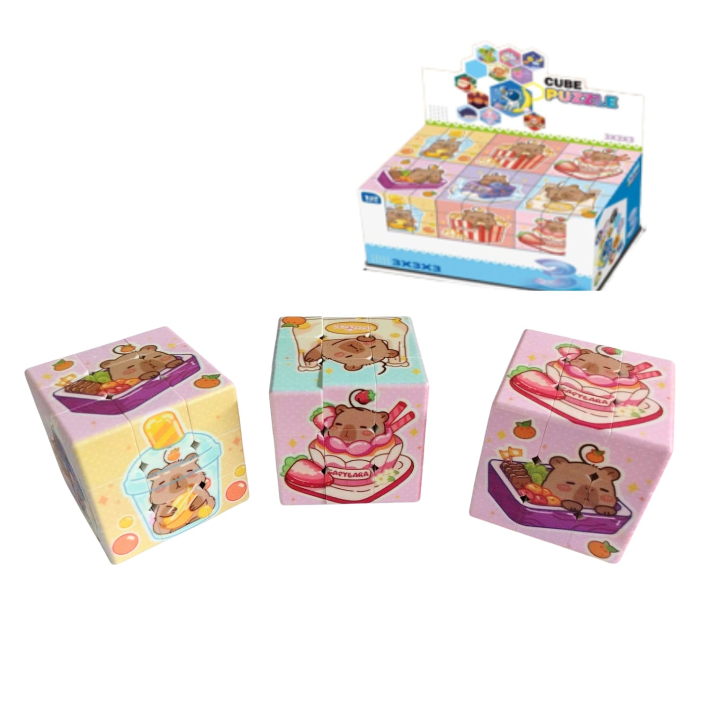 HFY-13499 CUBO RUBICK CAPIBARA 5.7x5.7 CM PAQUETE CON 6 PZS O CAJA CON 60 PQTS