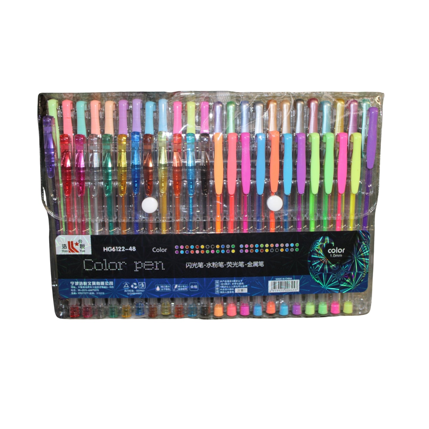 HFY-13670 PLUMA GEL 48 COLORES CON 1 PAQ O CAJA CON 48 PQTS