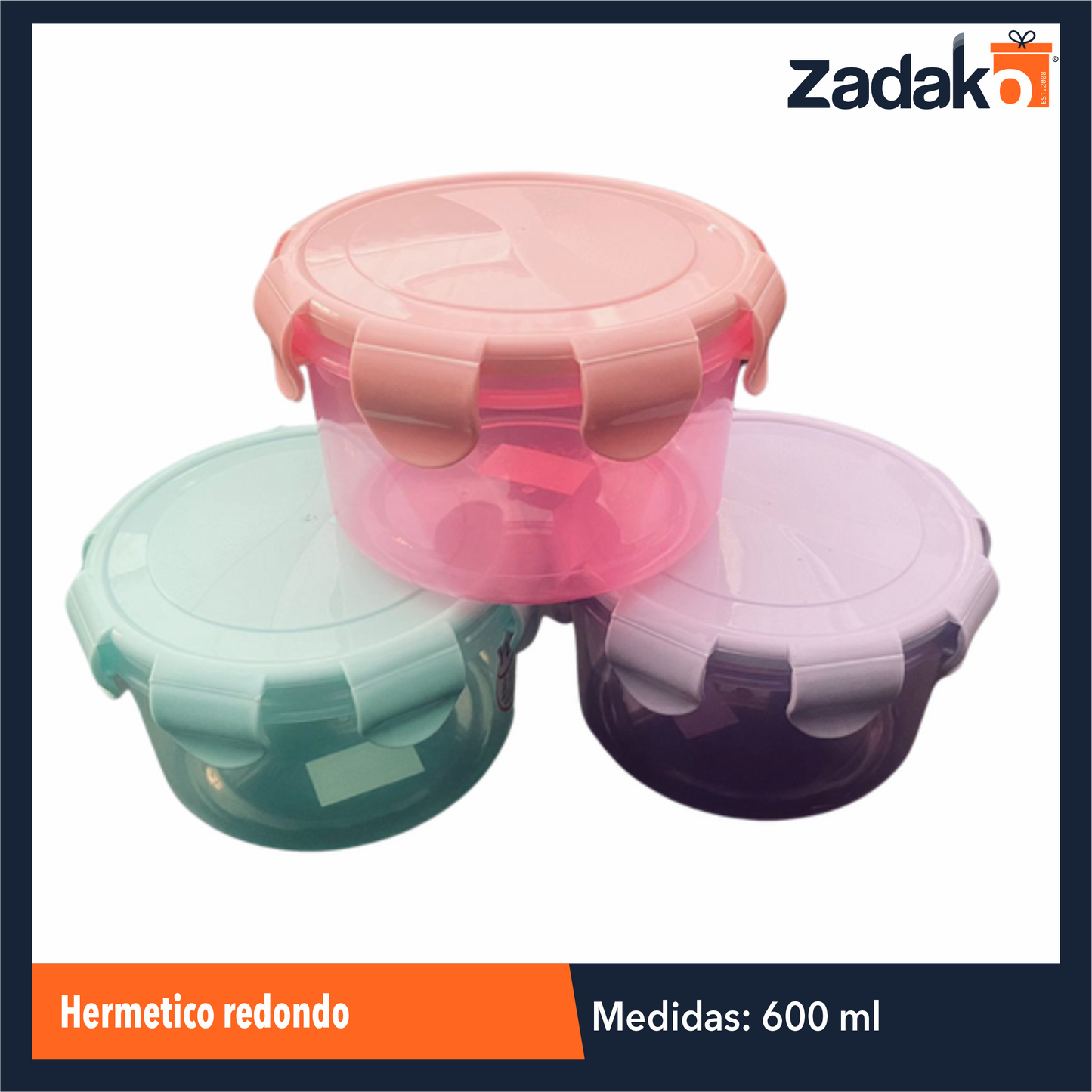 MX-345 HERMETICO REDONDO 600 ML, CON 1 PZ O CAJA CON 24 PZS