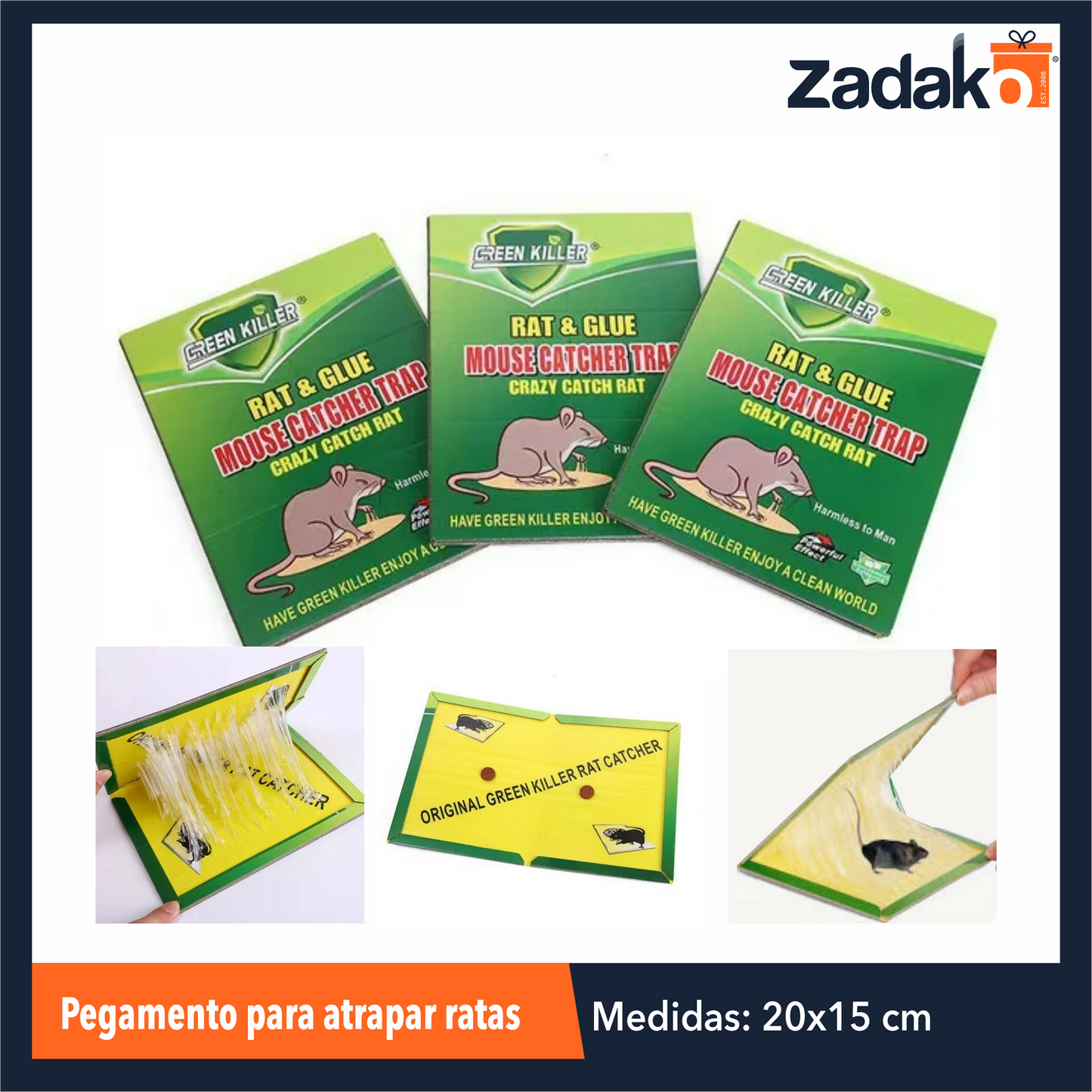 PEGAMENTO PARA ATRAPAR RATAS CON 1 PZ O CAJA CON 100 PZS