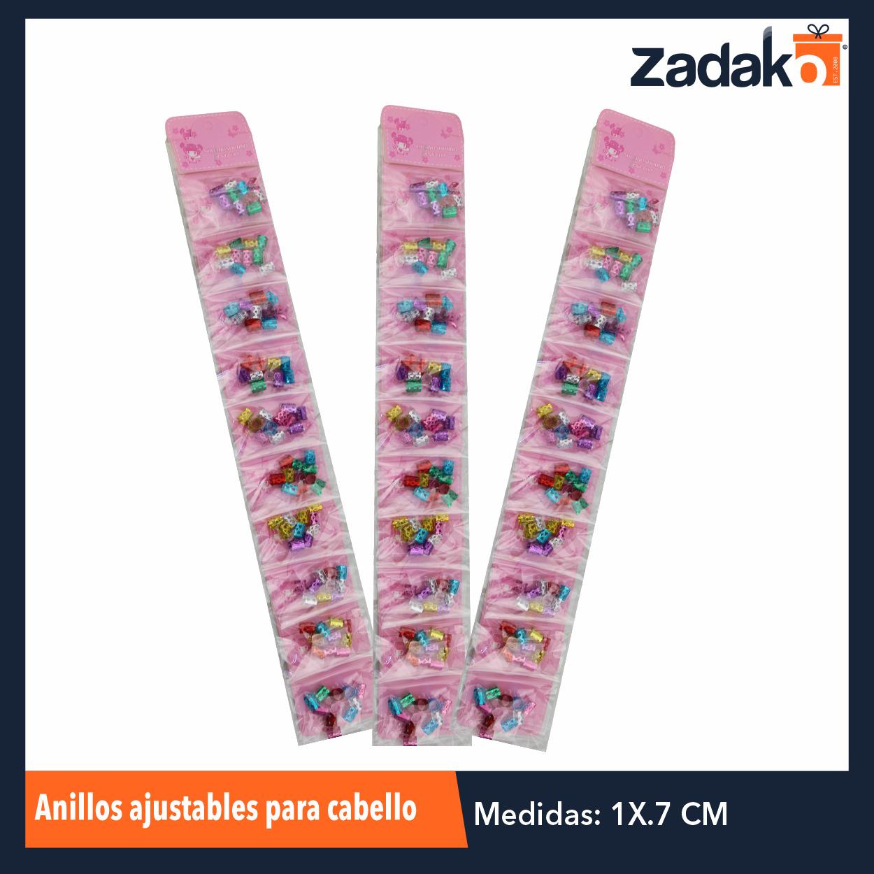 ZB-0390 ANILLOS AJUSTABLES P/CABELLO, CON 10 PZS, O CAJA CON 120 PQTS