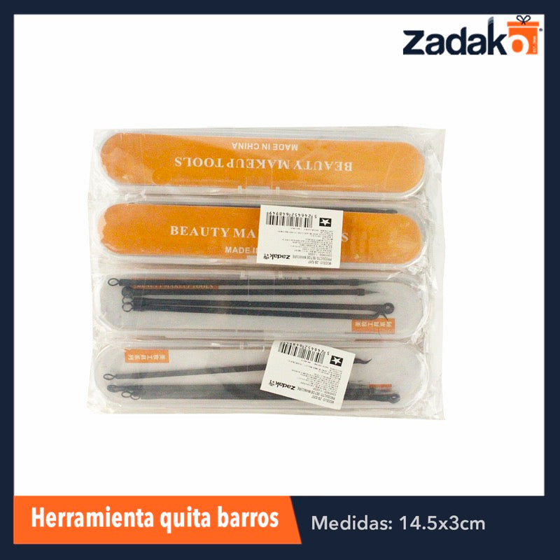 ZB-0207 SET DE ACERO REMOVEDOR DE ACNE, CON 1 PZ O CAJA CON 600 PZS