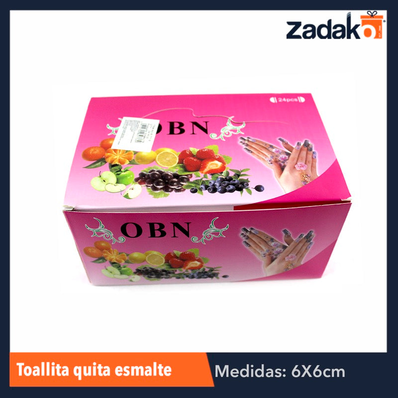 ZB-0158 TOALLITA QUITAESMALTE, CON 24 PZS, O CAJA CON 30 PQTS